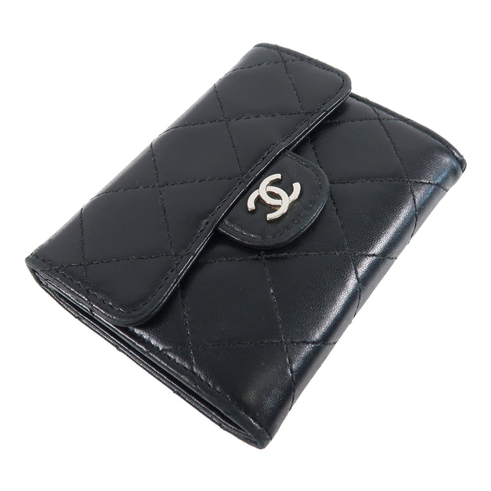 CHANEL 羊皮皮革Card case銀扣卡片套