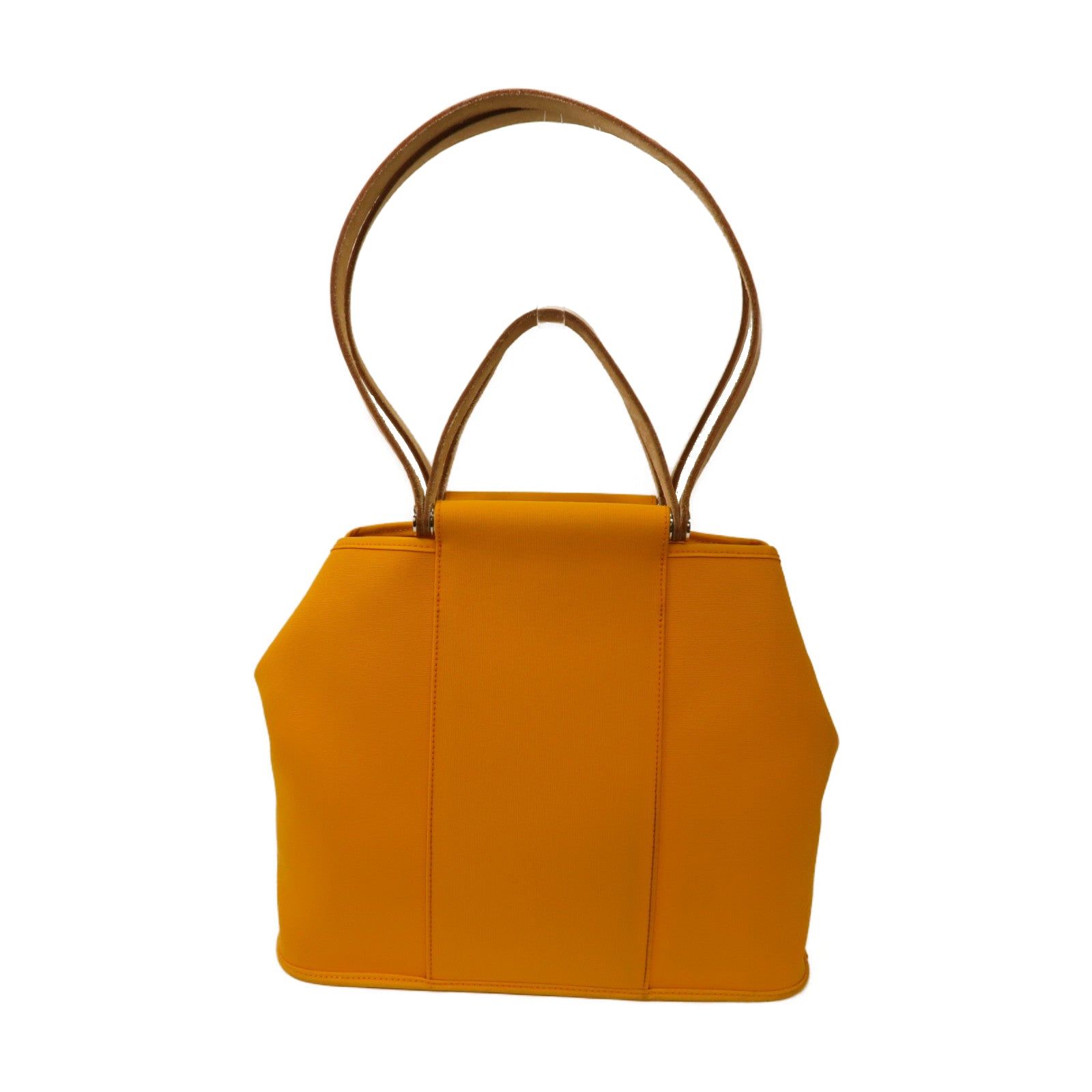 HERMES 【激減優惠】帆布Cabag 2 Way Shoulder Bag銀扣手挽肩背兩用袋黃色