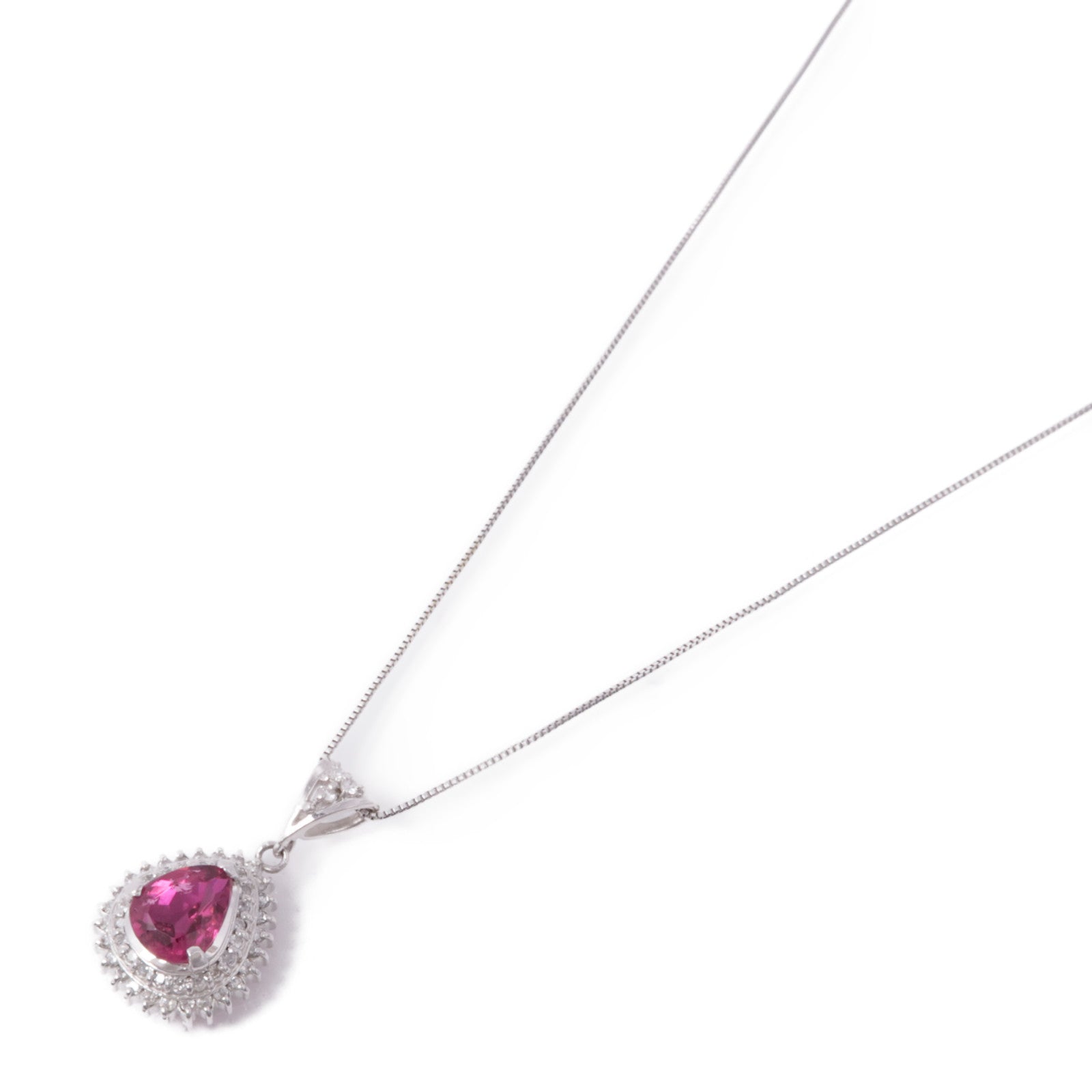 JEWELRY 【激減優惠】PT900鉑金Tourmaline/Diamond Necklace電氣石/鑽石項鍊