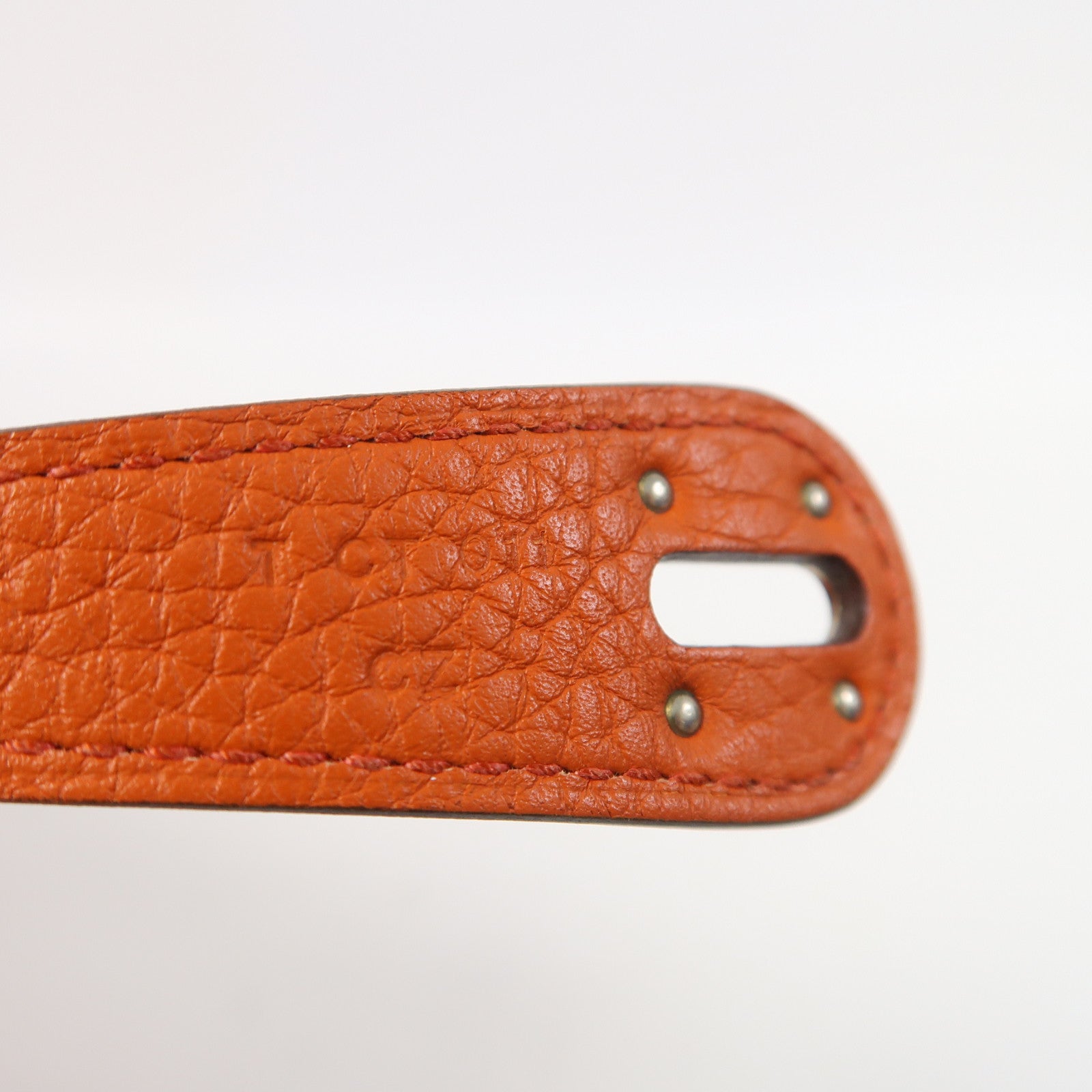 HERMES Clemence皮革Lindy 26銀扣手挽肩背兩用袋Terre Battue橙色