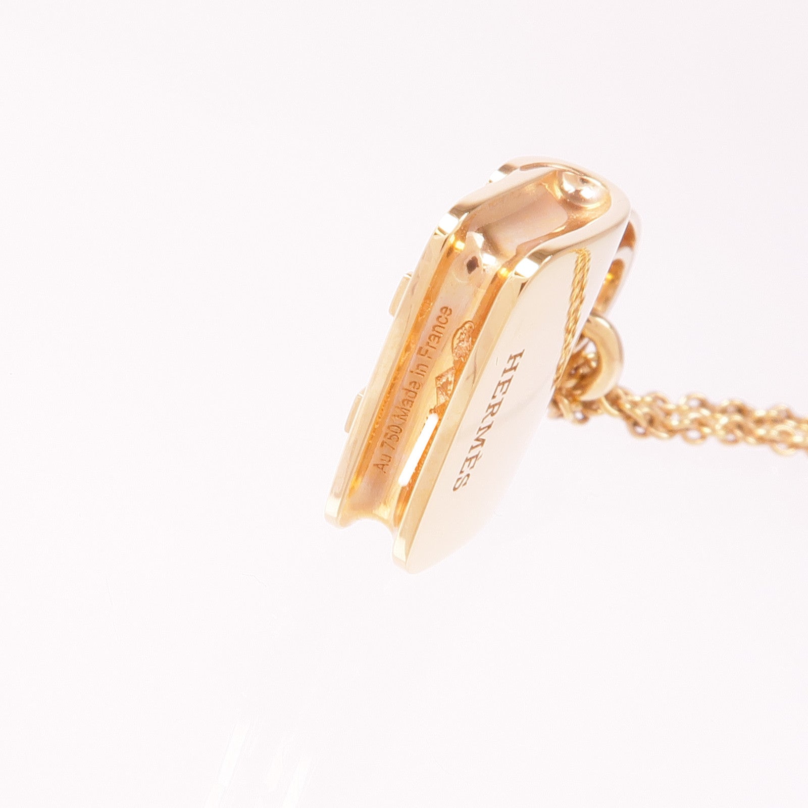 HERMES Diamond Constance Pendant Necklace 18K Pink Gold