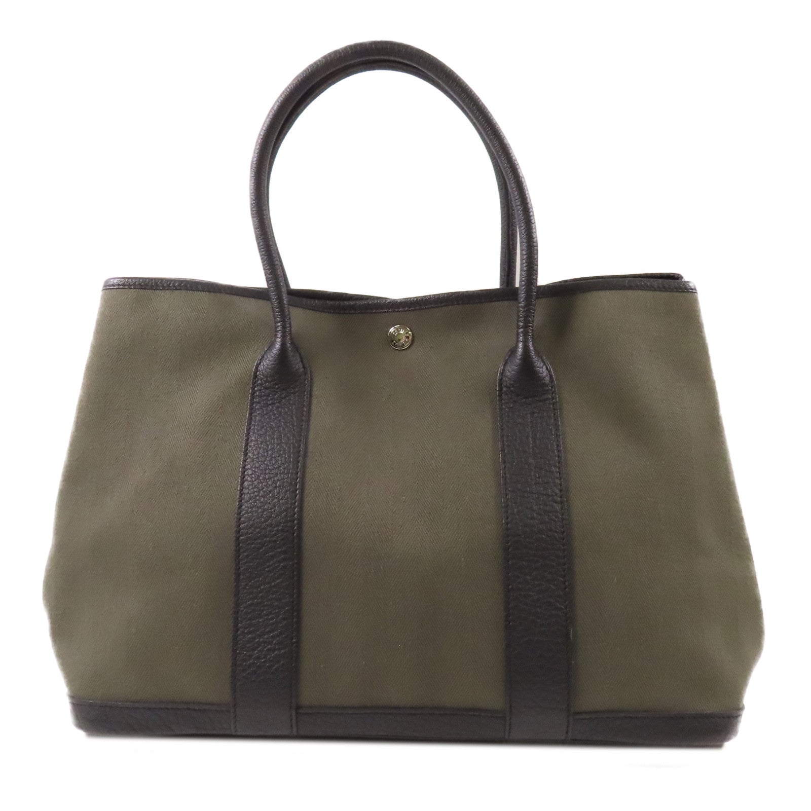 HERMES 帆布Garden Party PM手挽袋Green
