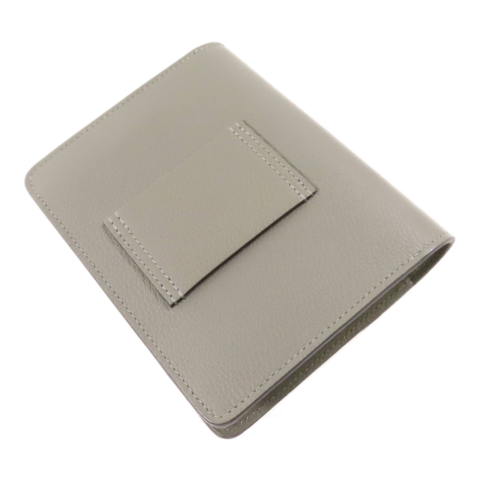 HERMES 【激減優惠】Evercolor皮革Roulis Slim金扣錢包Gris Meyer