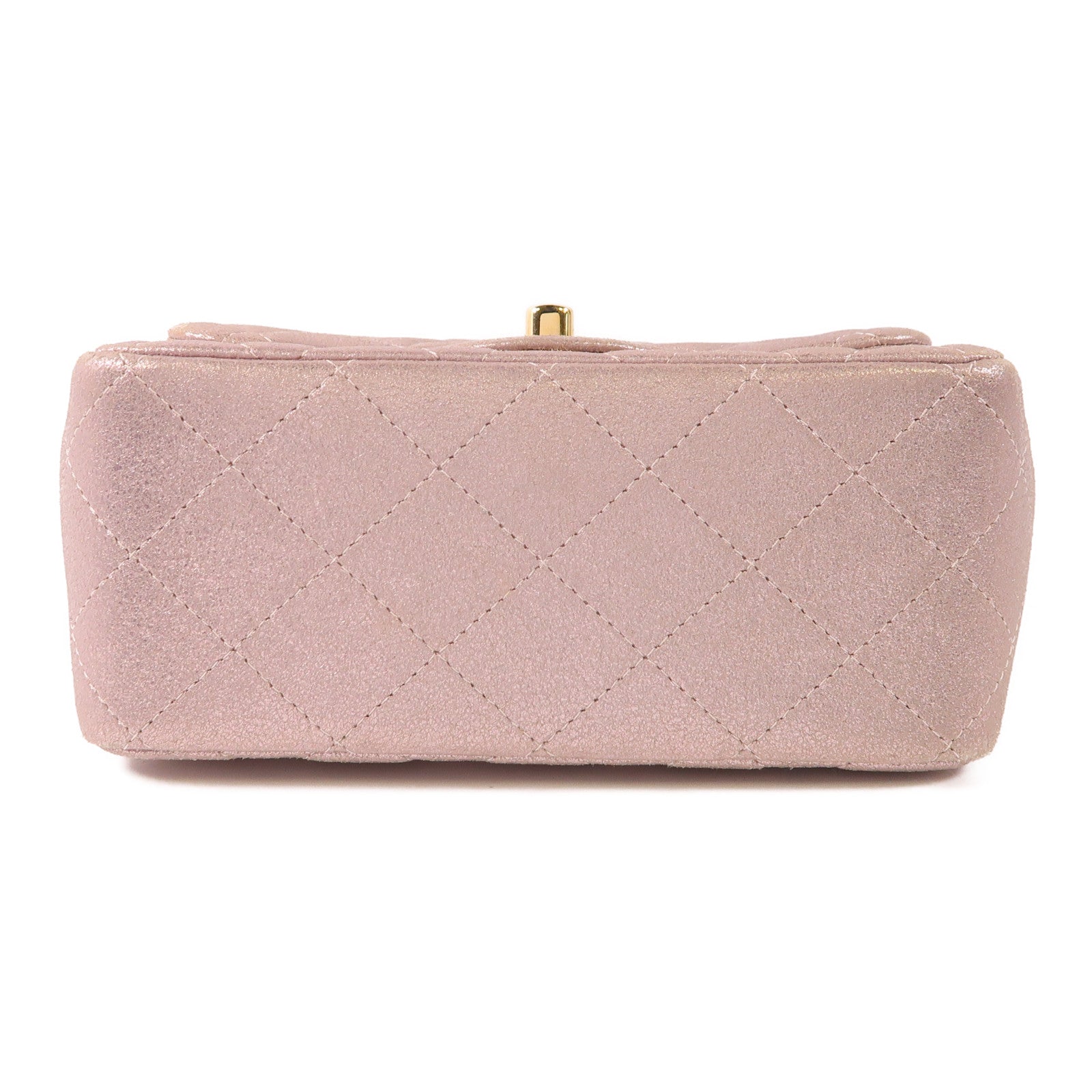 CHANEL CC GHW Mini Classic 17 Chain Shoulder Bag Calfskin Leather Metallic Pink