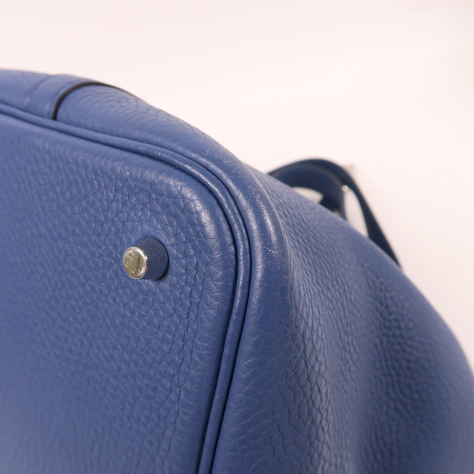 HERMES Clemence皮革Picotin MM銀扣手挽袋深海藍色