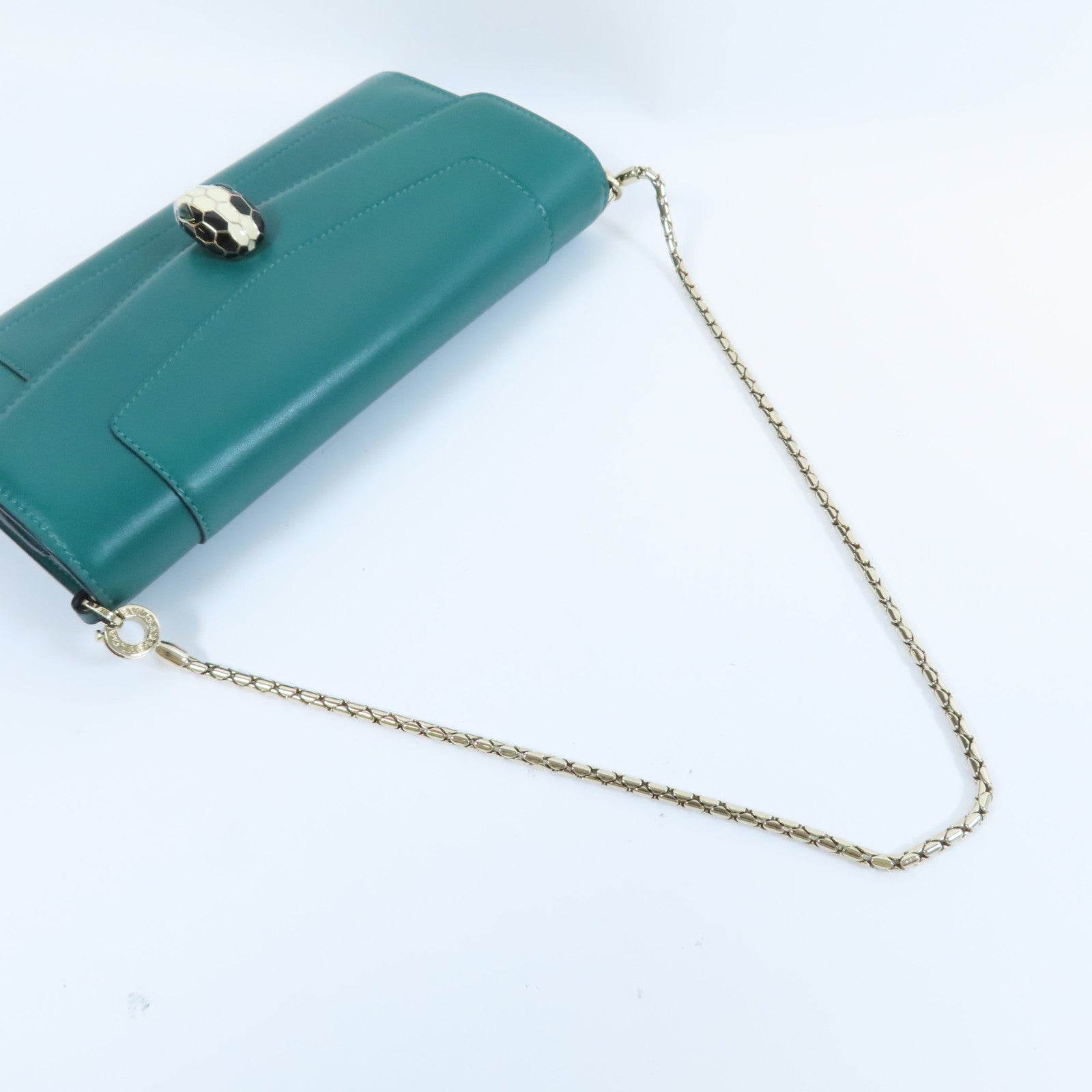 BVLGARI 【激減優惠】牛皮皮革Sperpenti Forever金扣鏈帶肩背袋綠色