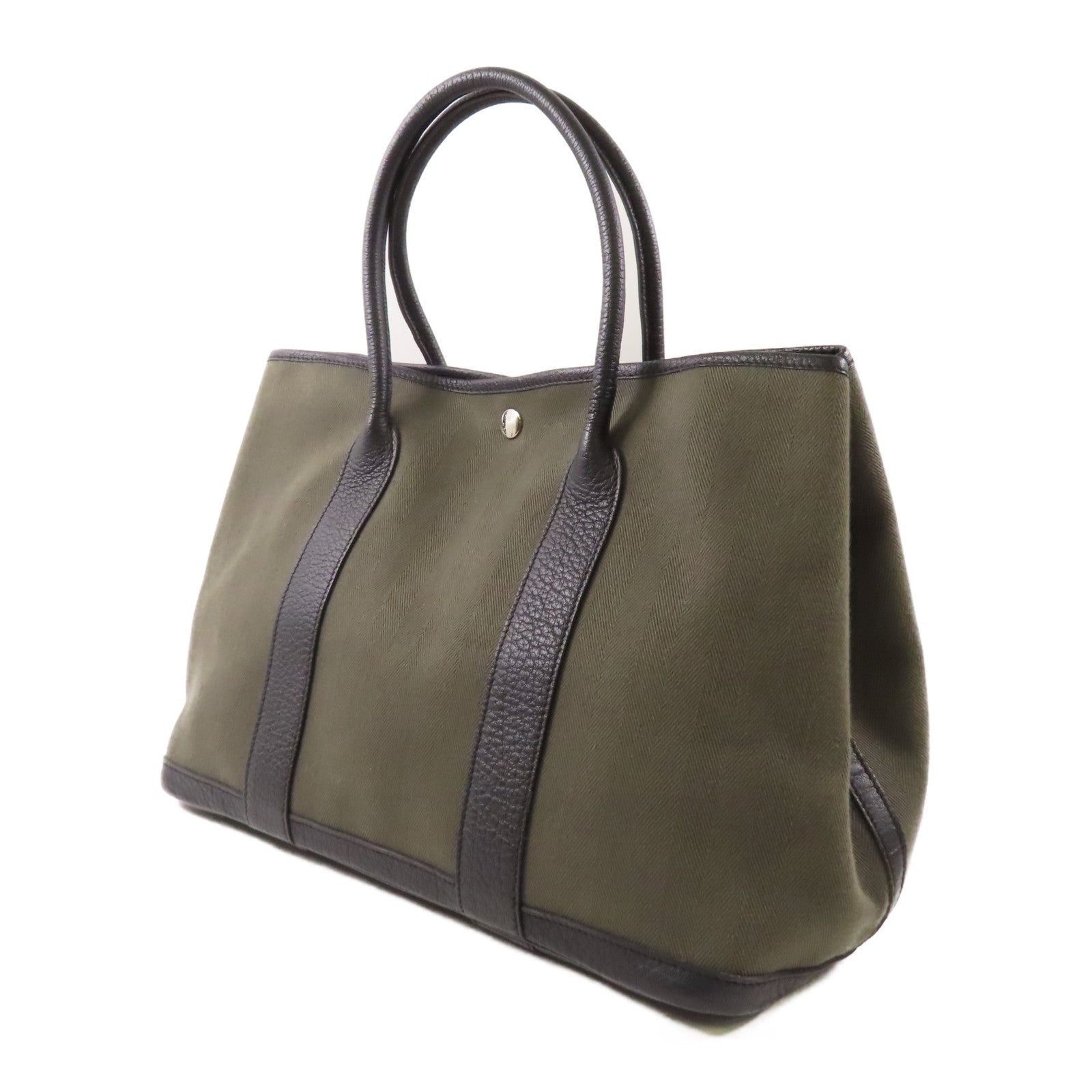 HERMES 帆布Garden Party PM手挽袋Green