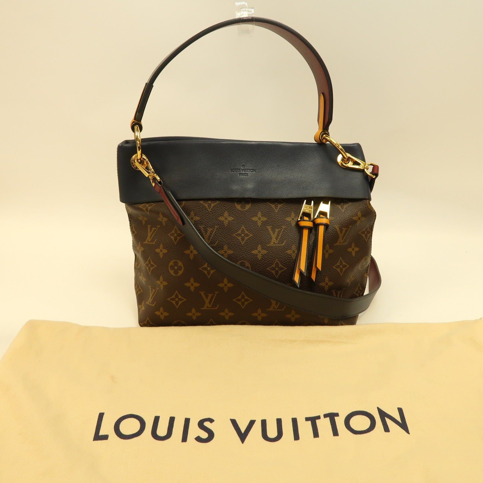 LOUIS VUITTON Monogram Tuileries Besace金扣手挽肩背兩用袋啡色/黑色
