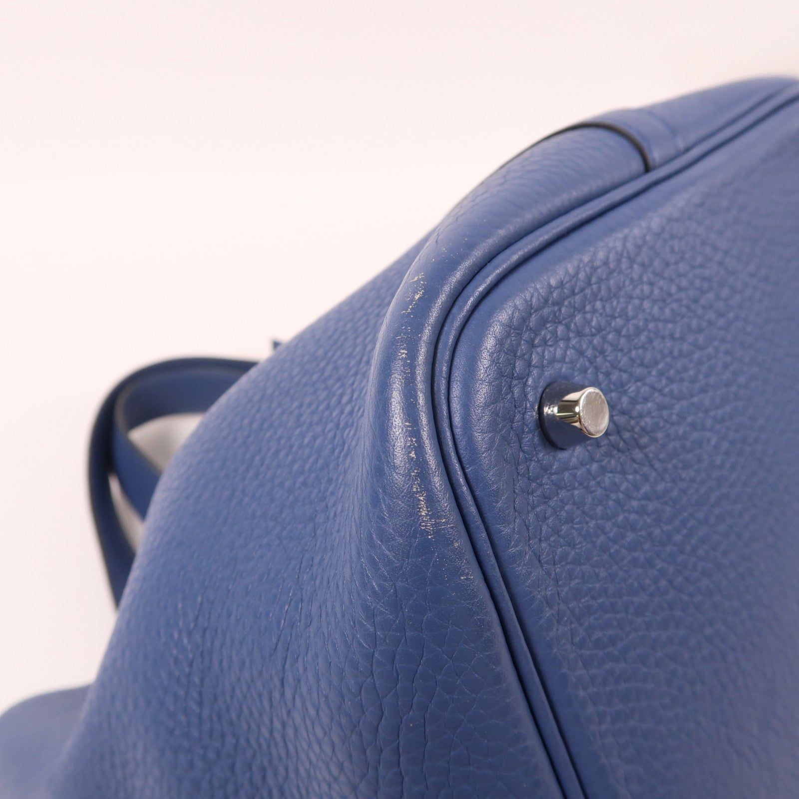 HERMES Clemence皮革Picotin MM銀扣手挽袋深海藍色