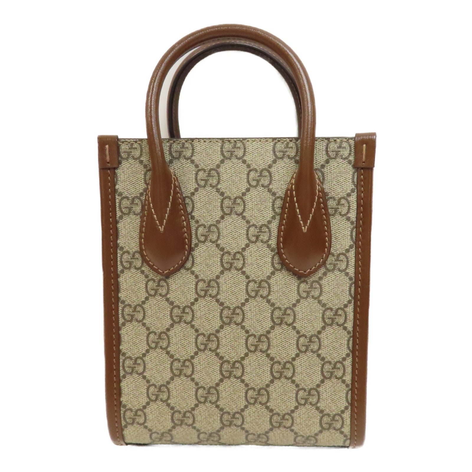 GUCCI 【激減優惠】塗層帆布Mini Tote金扣手挽肩背兩用袋啡色