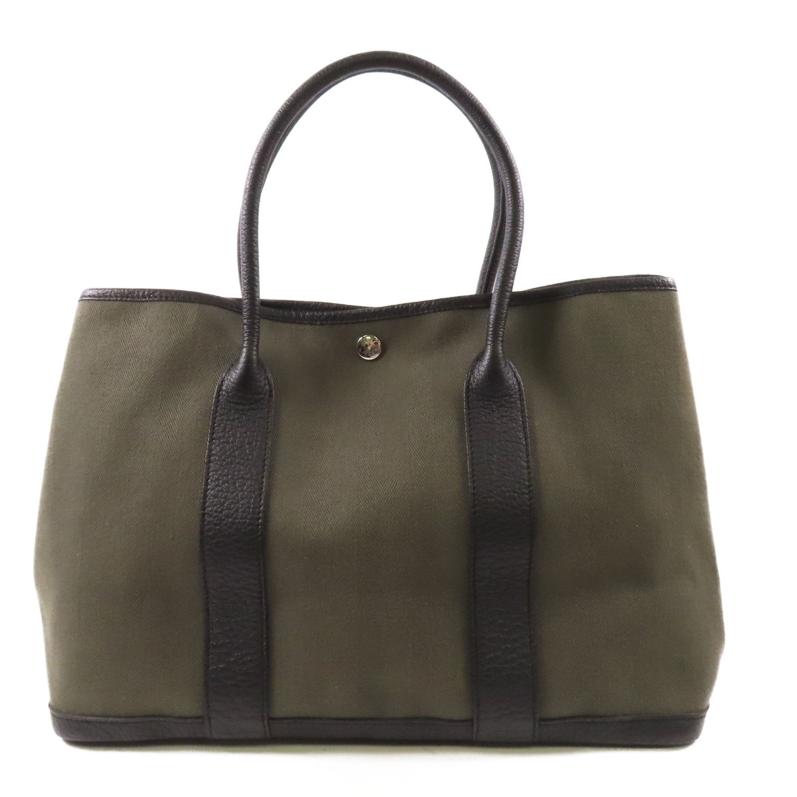 HERMES 帆布Garden Party PM手挽袋Green