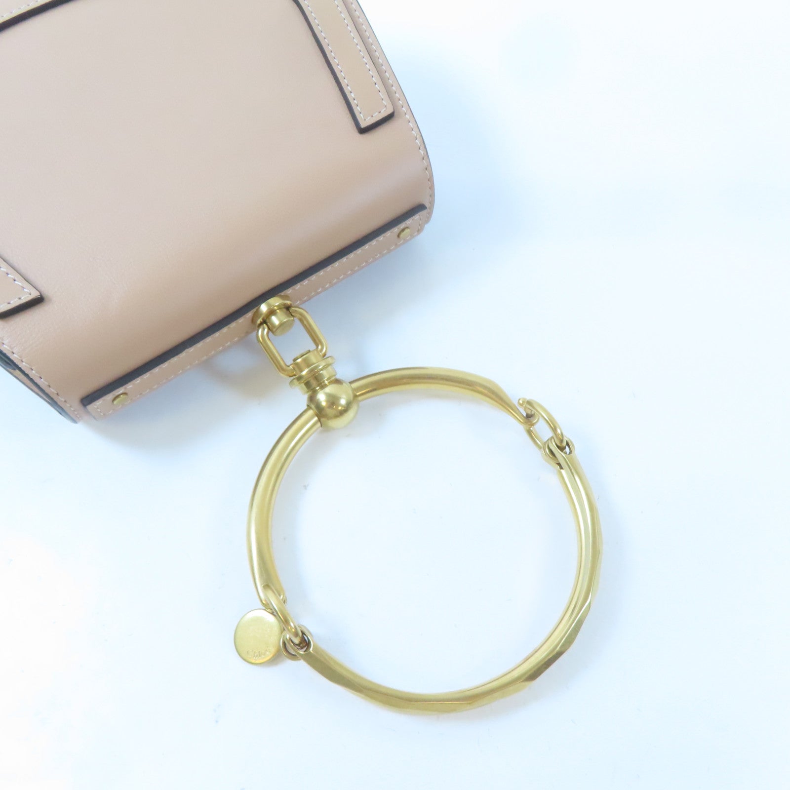 Chloe 牛皮皮革Nile Shoulder Bag金扣手挽肩背兩用袋淺褐色