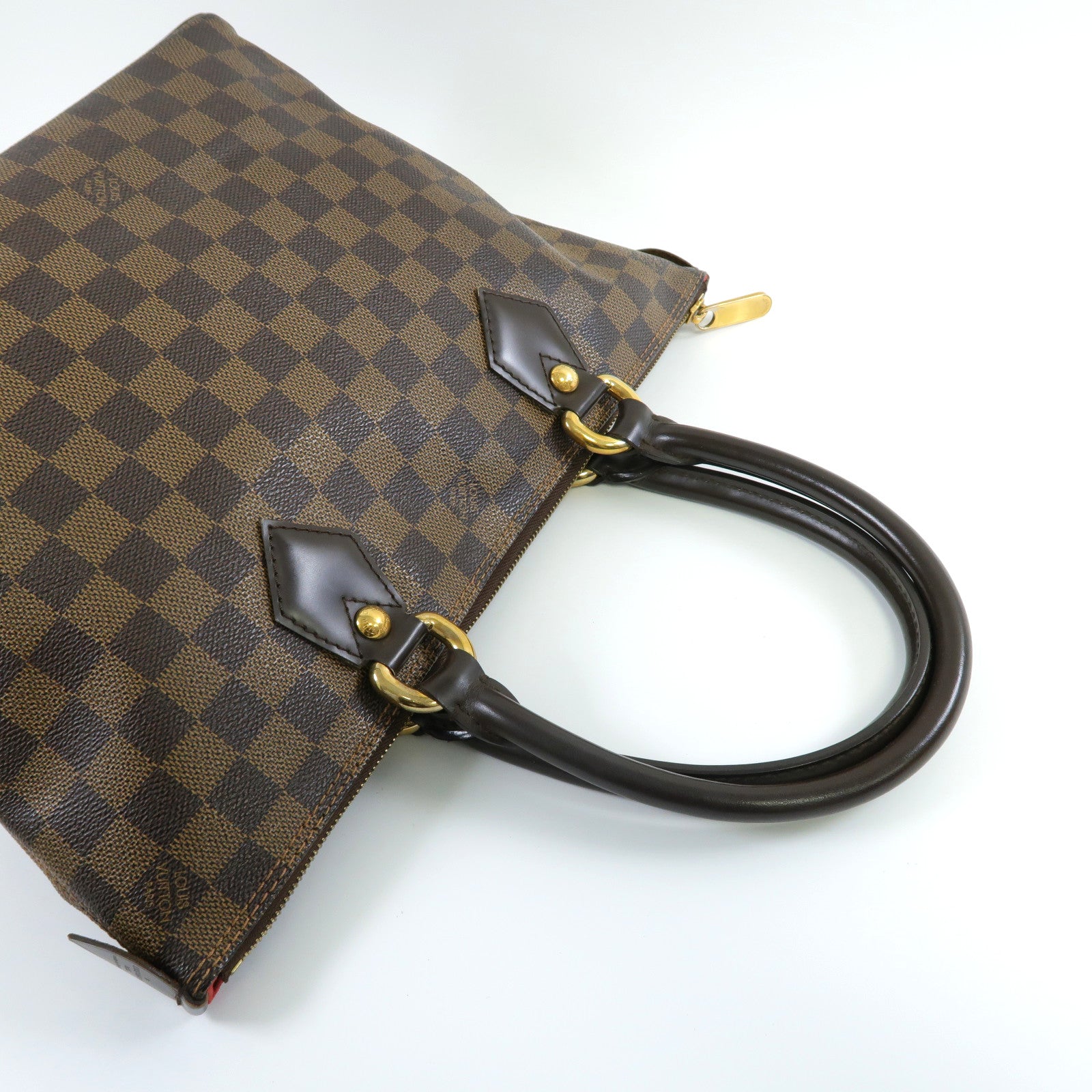 LOUIS VUITTON **【激減優惠】Damier Ebene Saleya PM金扣手挽袋啡色