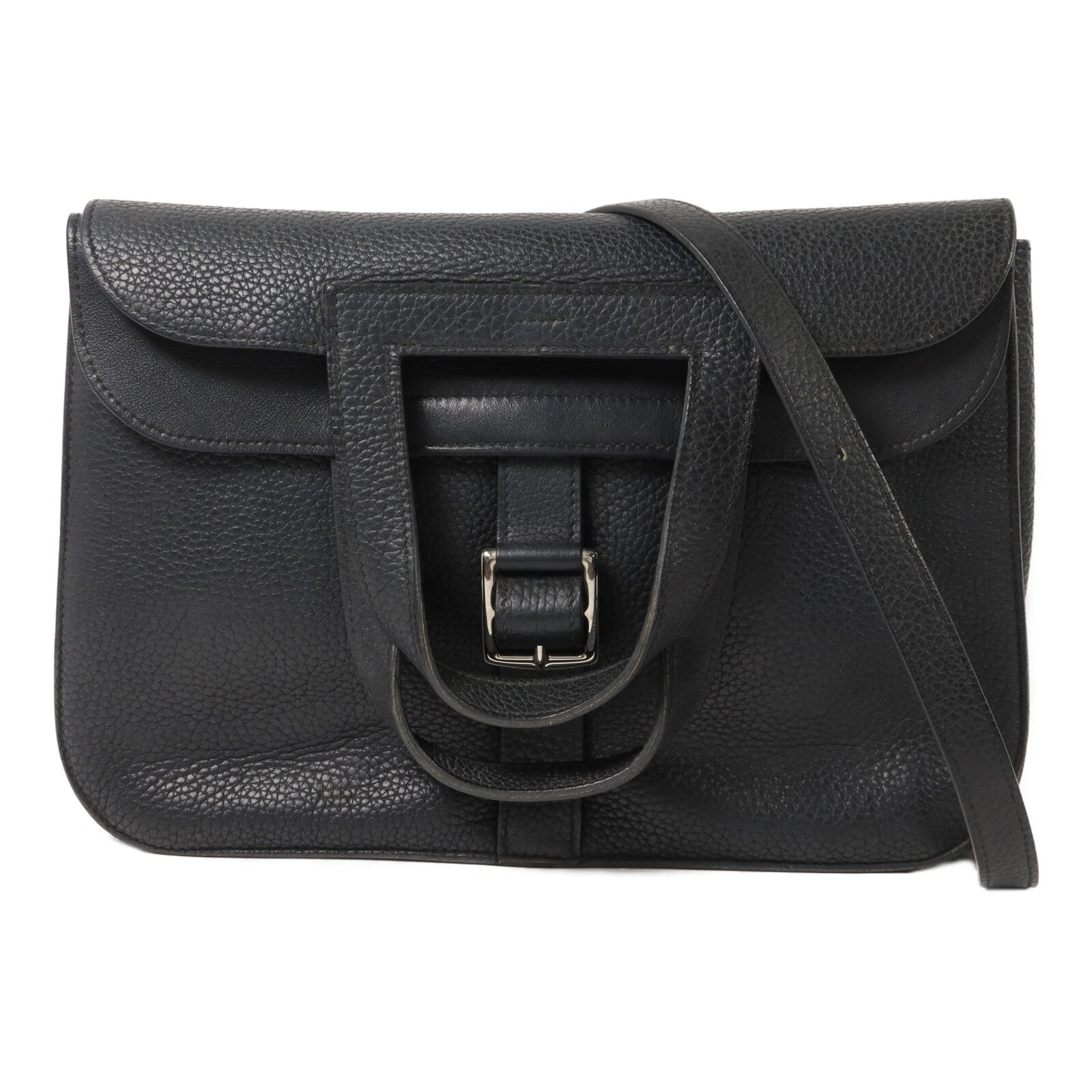 HERMES Clemence皮革Halzan 31手挽肩背兩用袋Noir