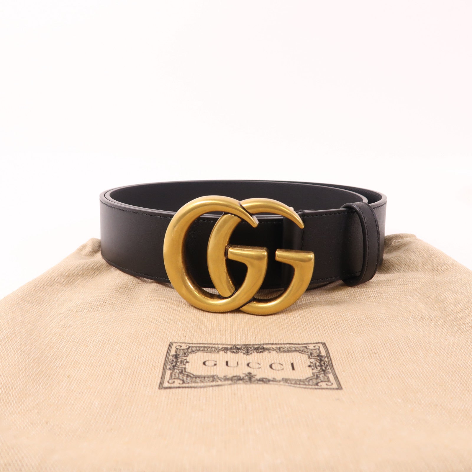 GUCCI 牛皮皮革Belt 105金扣皮帶