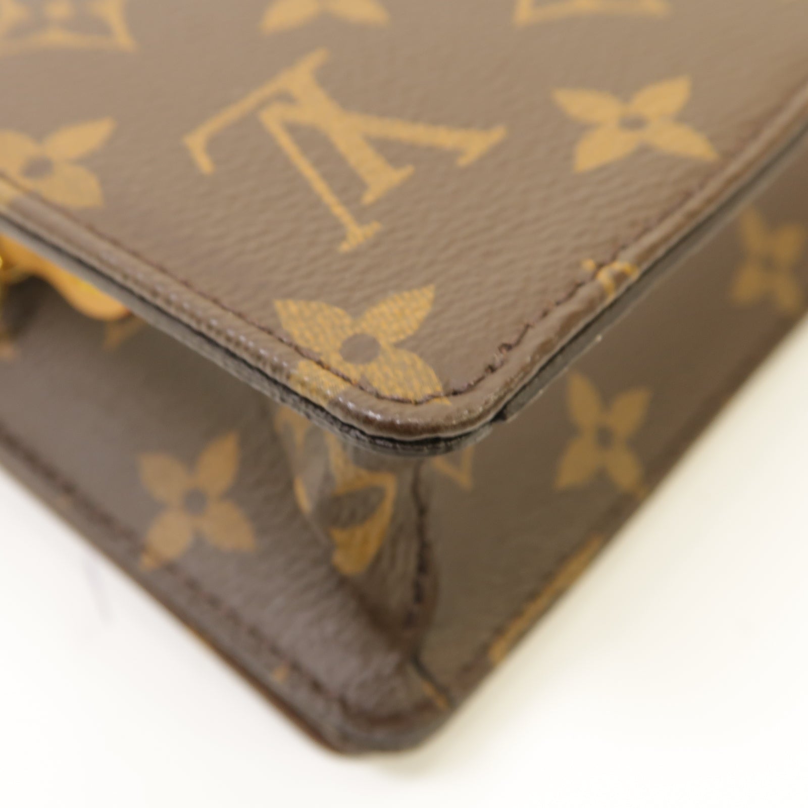 LOUIS VUITTON Monogram Lily金扣鏈帶肩背袋棕色