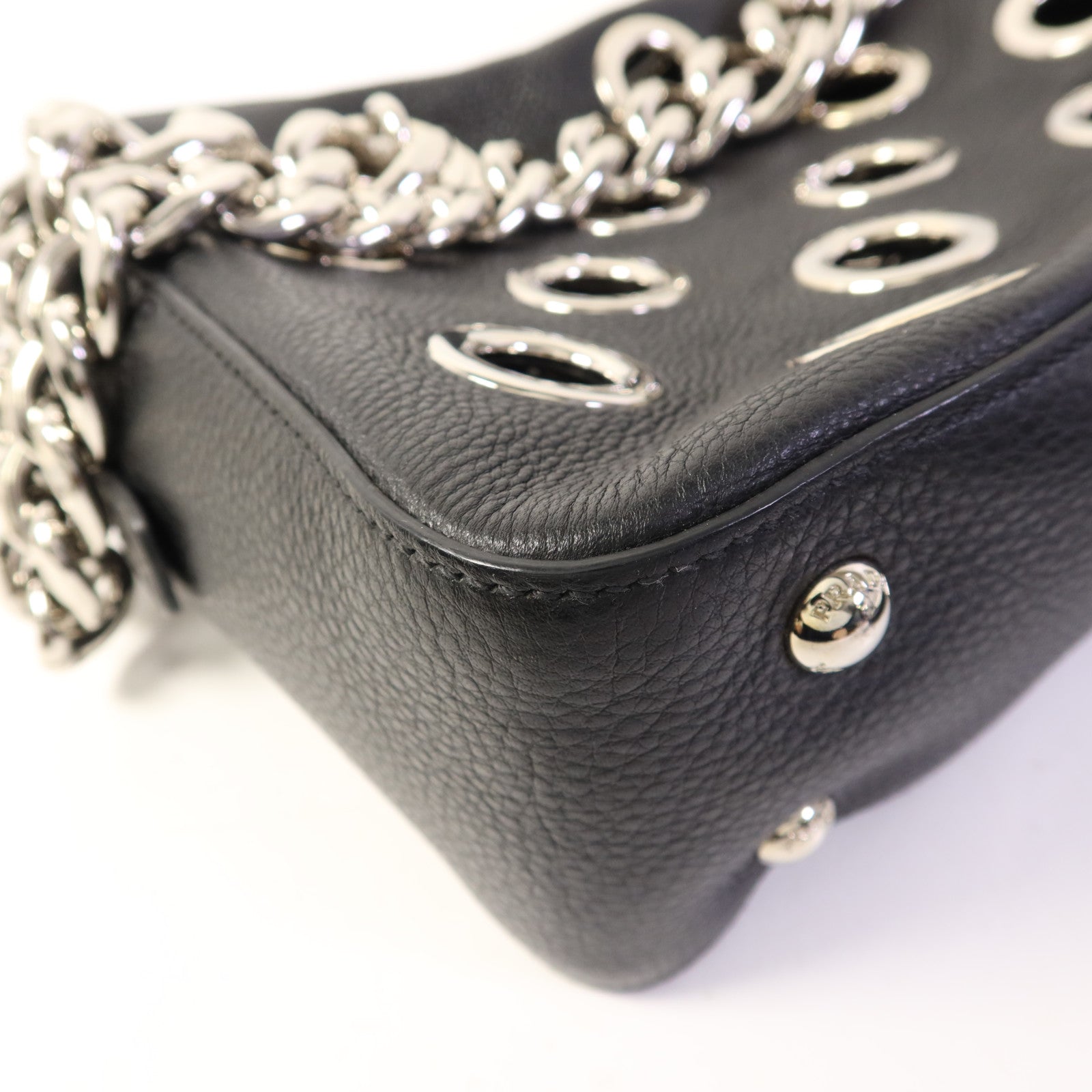 PRADA 牛皮皮革Chain Shoulder Bag銀扣肩背袋