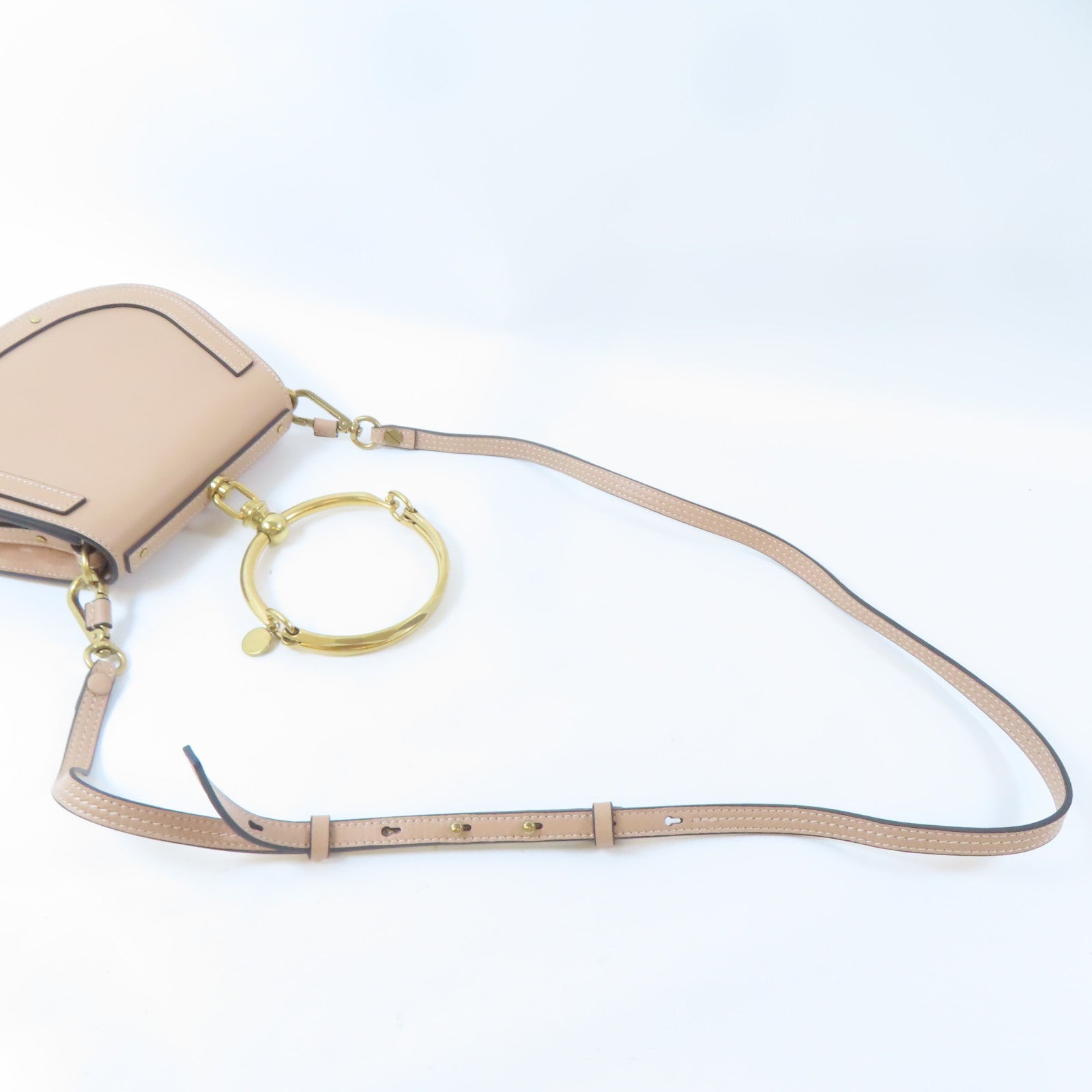 Chloe 牛皮皮革Nile Shoulder Bag金扣手挽肩背兩用袋淺褐色