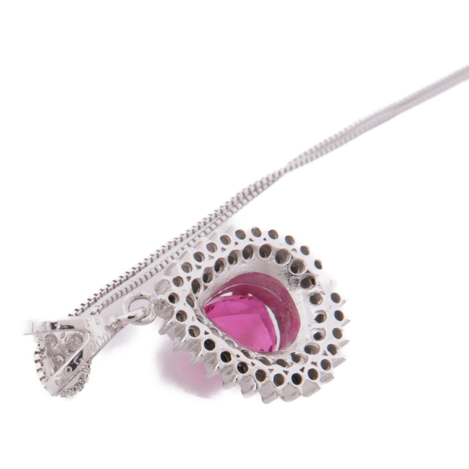JEWELRY 【激減優惠】PT900鉑金Tourmaline/Diamond Necklace電氣石/鑽石項鍊