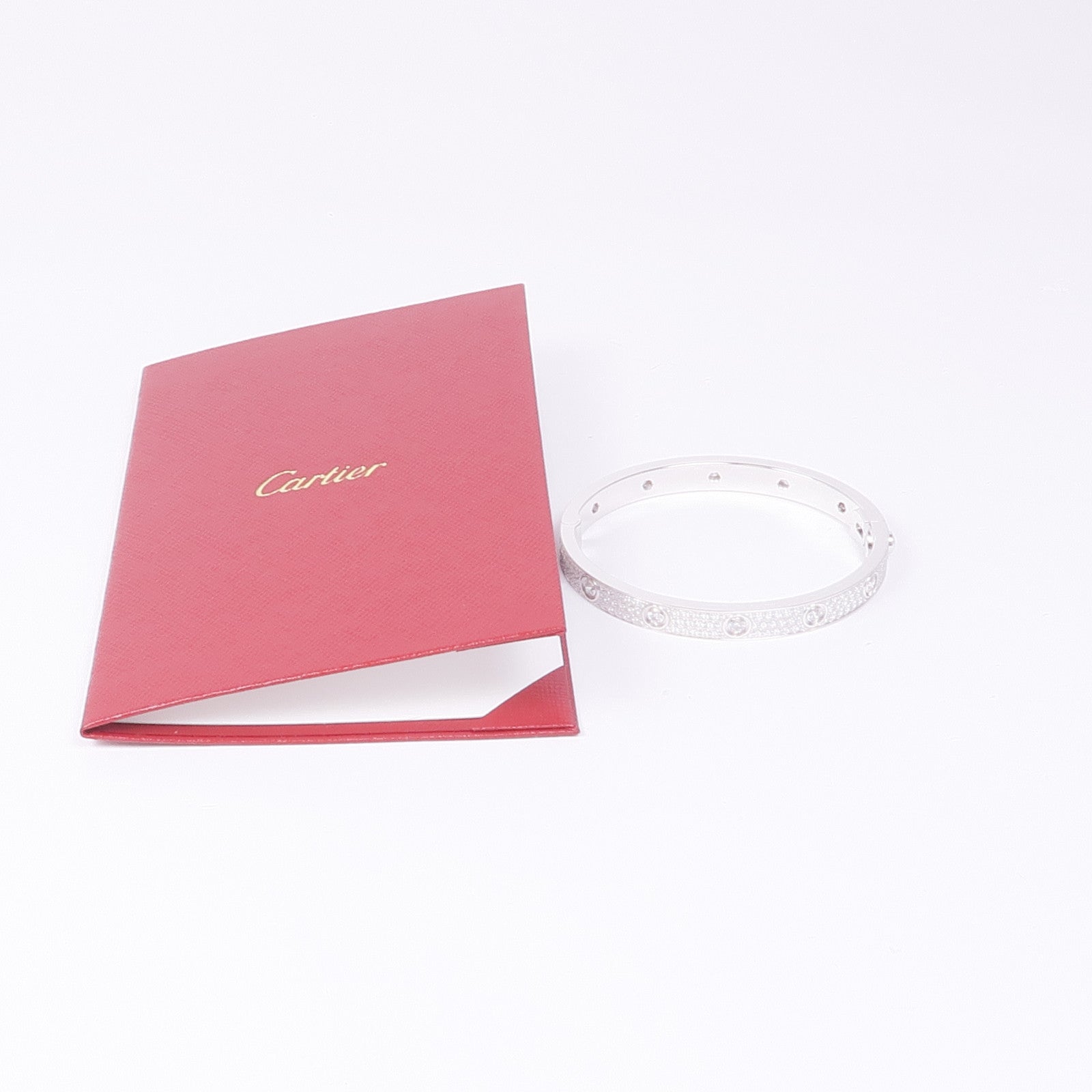 CARTIER 18K白金Love Bracelet Full Diamond鑽石手鐲Cartier#17