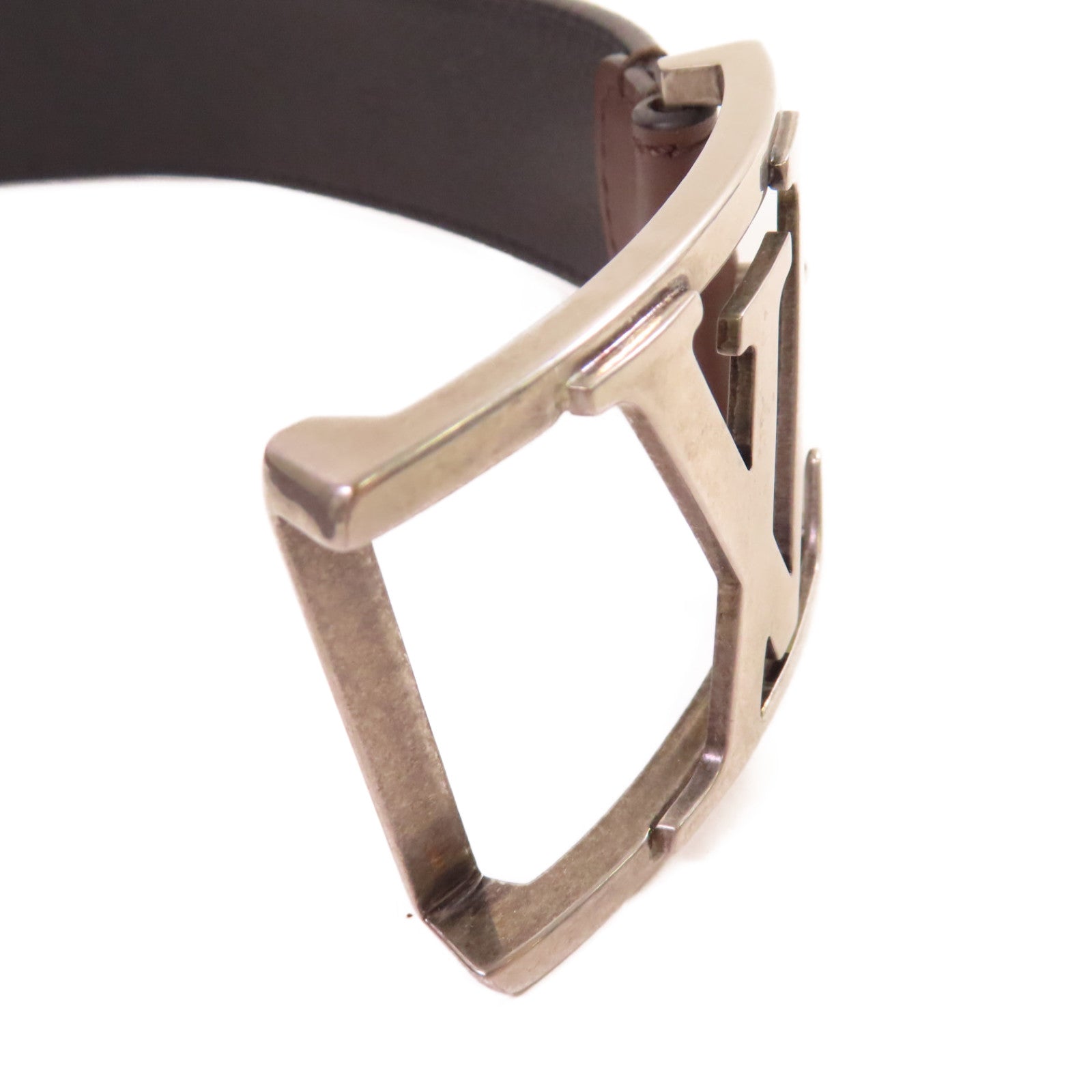 LOUIS VUITTON 【激減優惠】皮革Leather Belt銀扣皮帶啡色/黑色