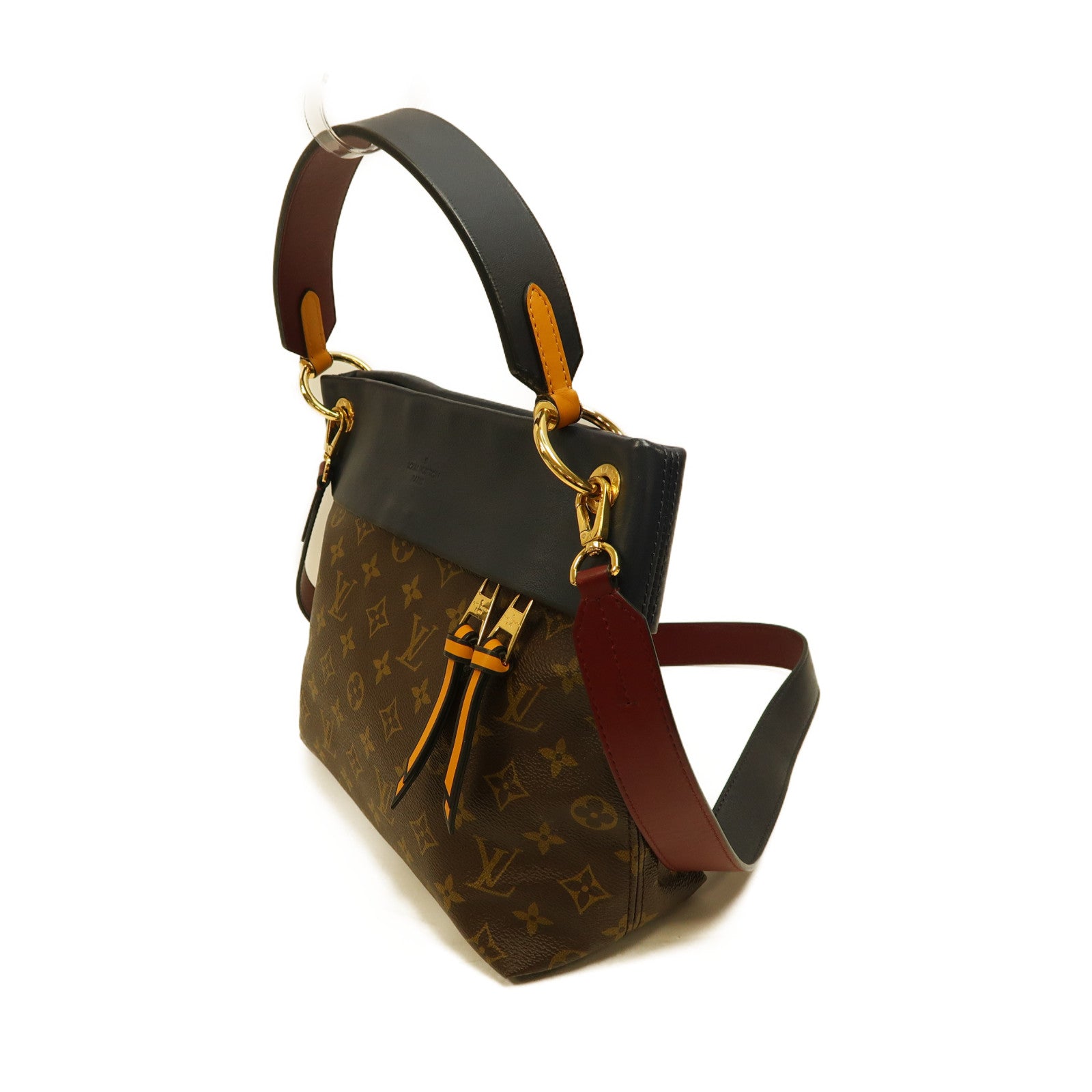 LOUIS VUITTON Monogram Tuileries Besace金扣手挽肩背兩用袋啡色/黑色