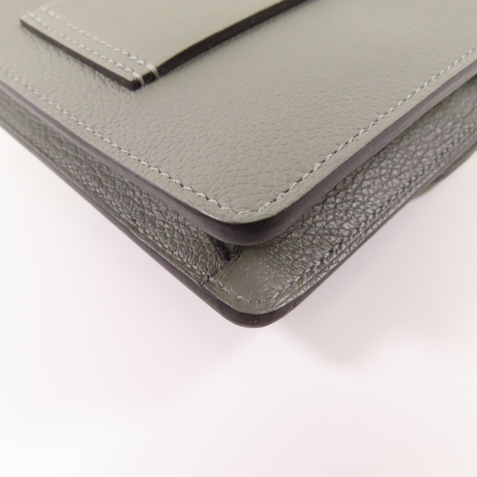HERMES 【激減優惠】Evercolor皮革Roulis Slim金扣錢包Gris Meyer