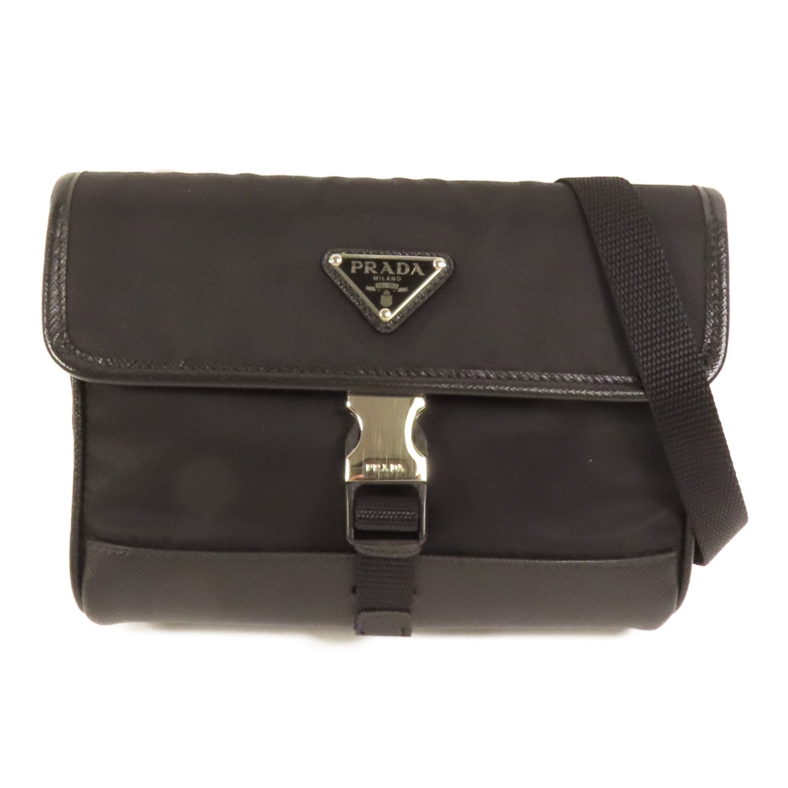 PRADA 尼龍Smartphone Case銀扣肩背袋