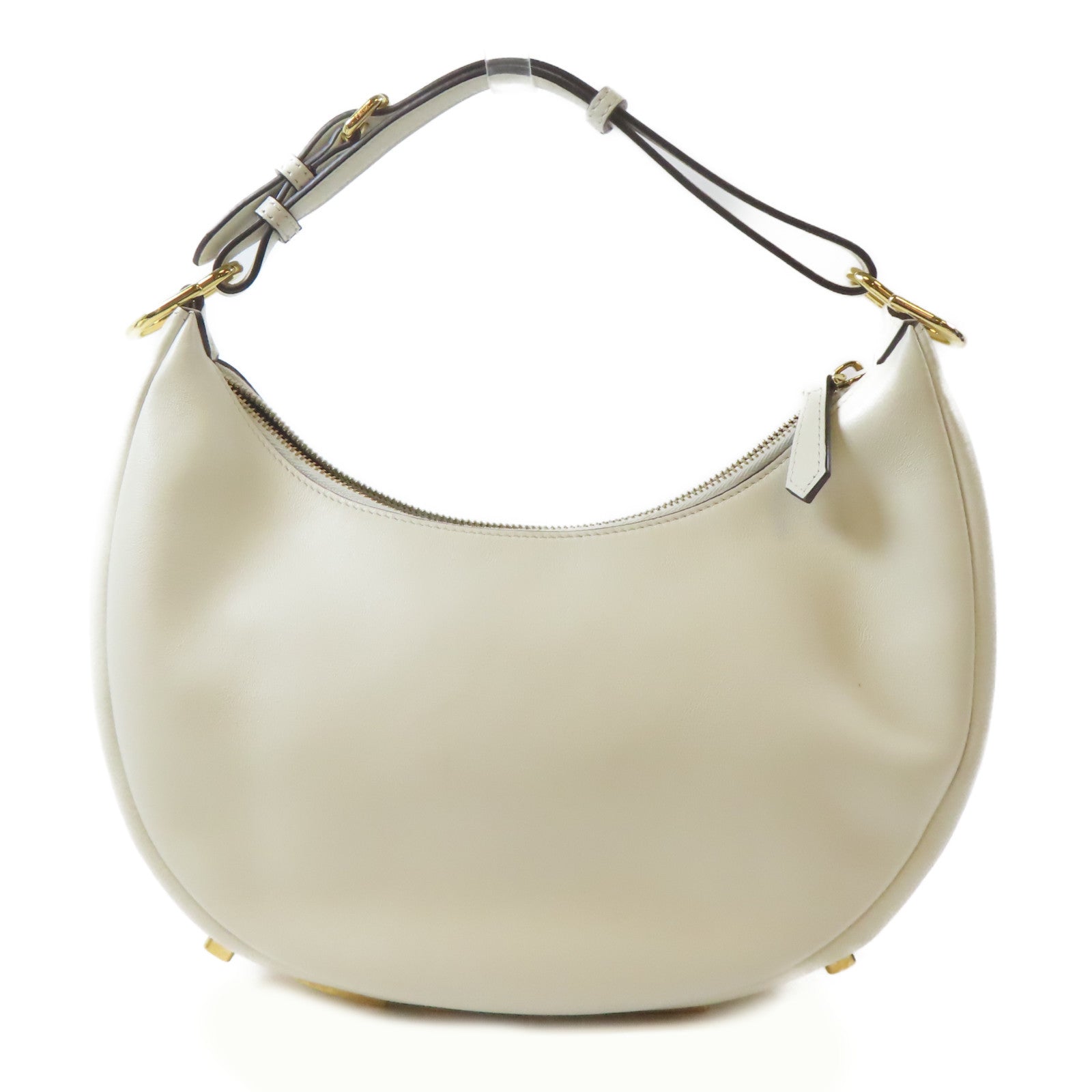 FENDI 牛皮皮革Fendigraphy金扣手挽袋白色