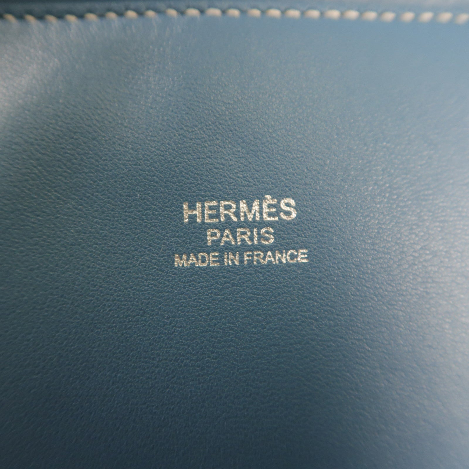 HERMES Clemence皮革Bolide 31銀扣手挽肩背兩用袋牛仔藍色