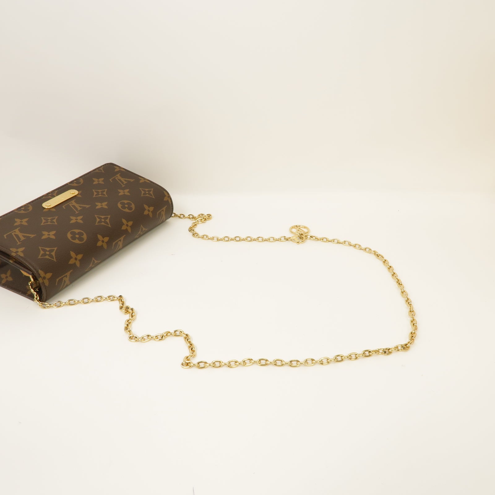 LOUIS VUITTON Monogram Lily金扣鏈帶肩背袋棕色