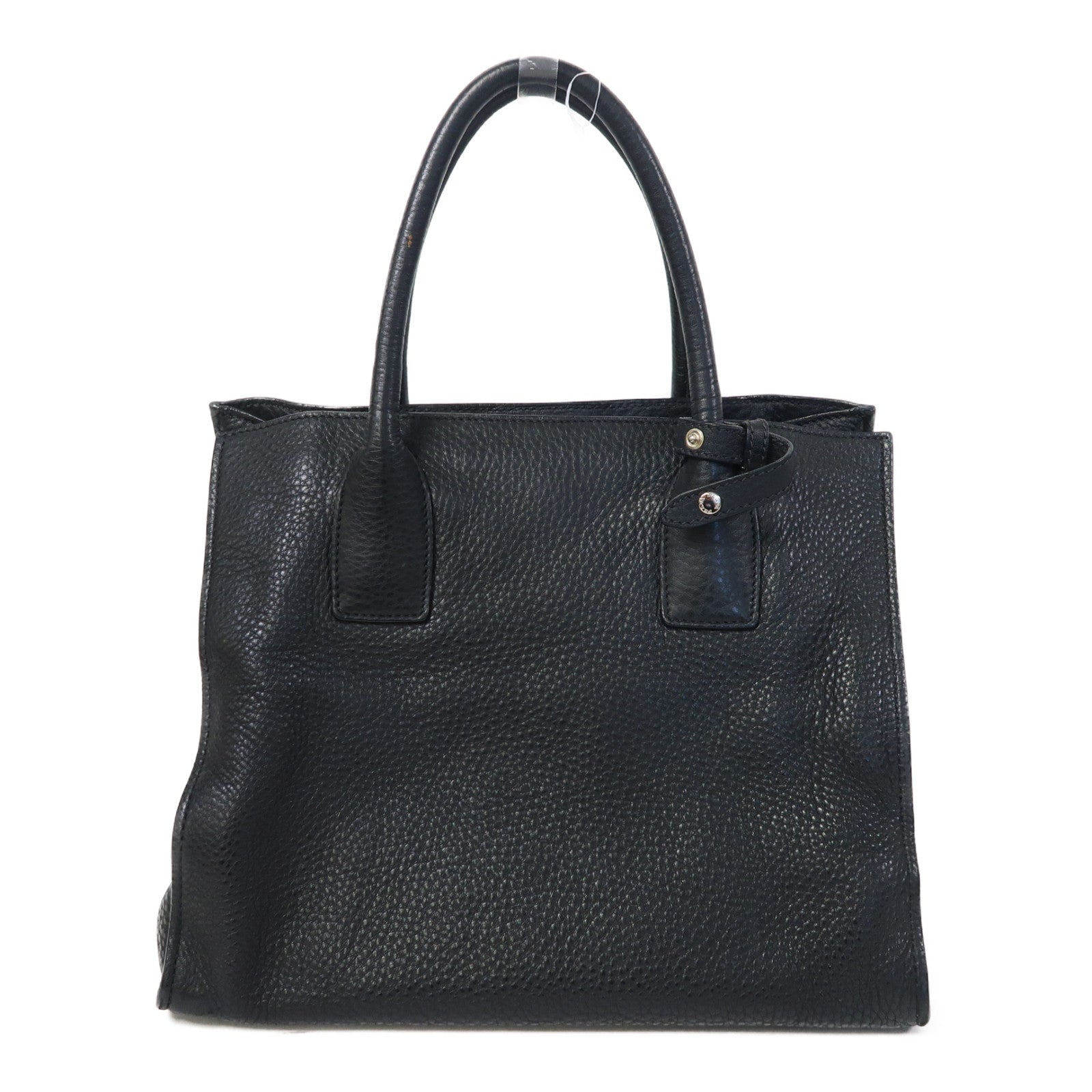 PRADA 牛皮皮革Vitello Daino銀扣手挽肩背兩用袋黑色