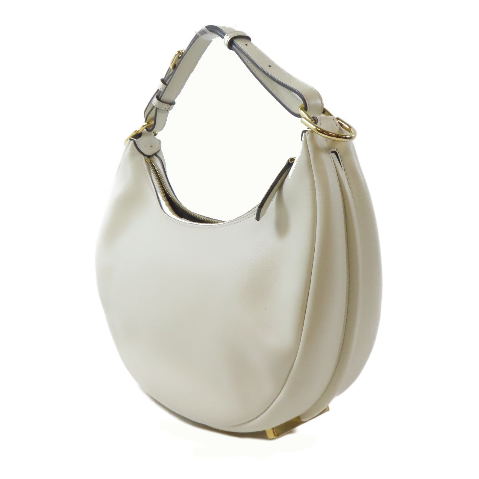 FENDI 牛皮皮革Fendigraphy金扣手挽袋白色