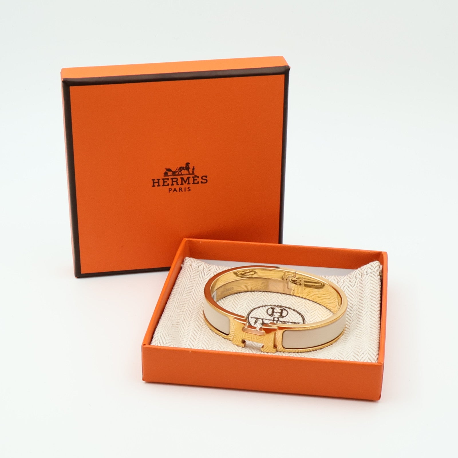 HERMES 金屬/琺瑯Clic H Bracelet金扣手鐲