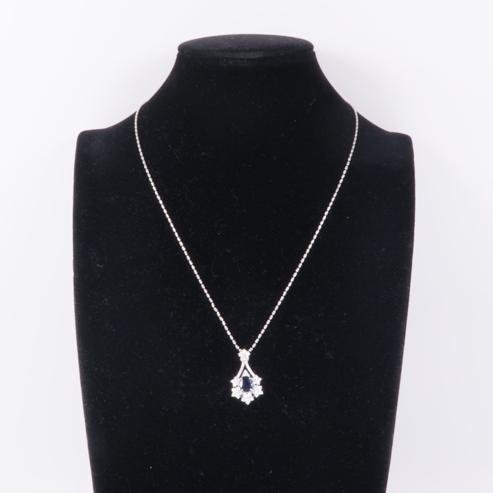 JEWELRY Sapphire Diamond Necklace 18K White Gold PT900 Platinum