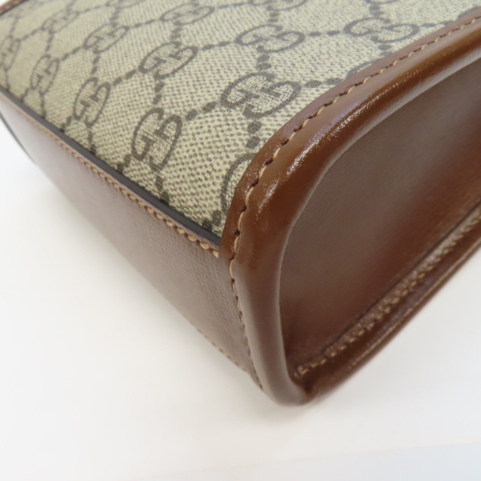 GUCCI 【激減優惠】塗層帆布Mini Tote金扣手挽肩背兩用袋啡色