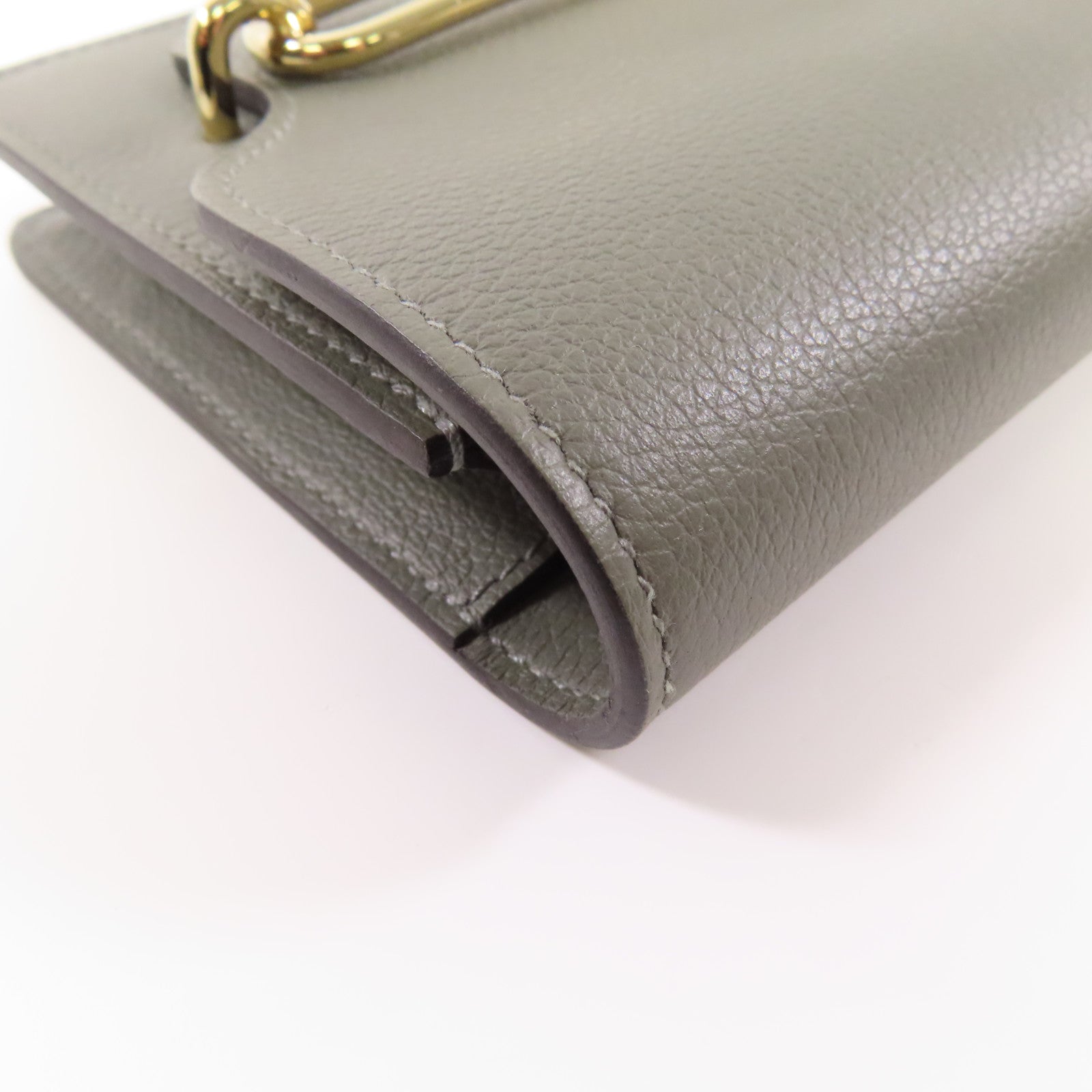 HERMES Evercolor皮革Roulis Slim金扣錢包Gris Meyer