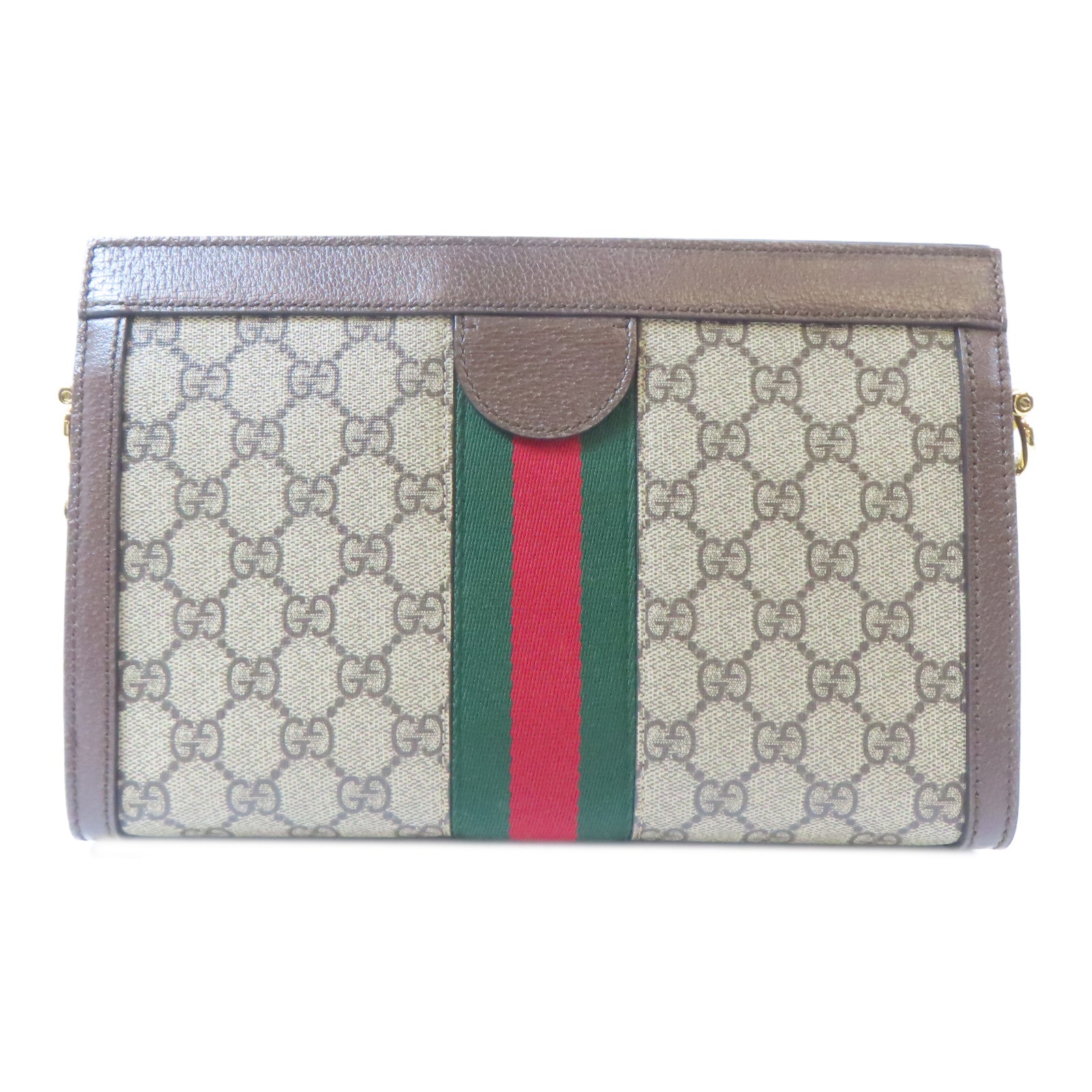 GUCCI 塗層帆布Ophidia金扣鏈帶肩背袋啡色