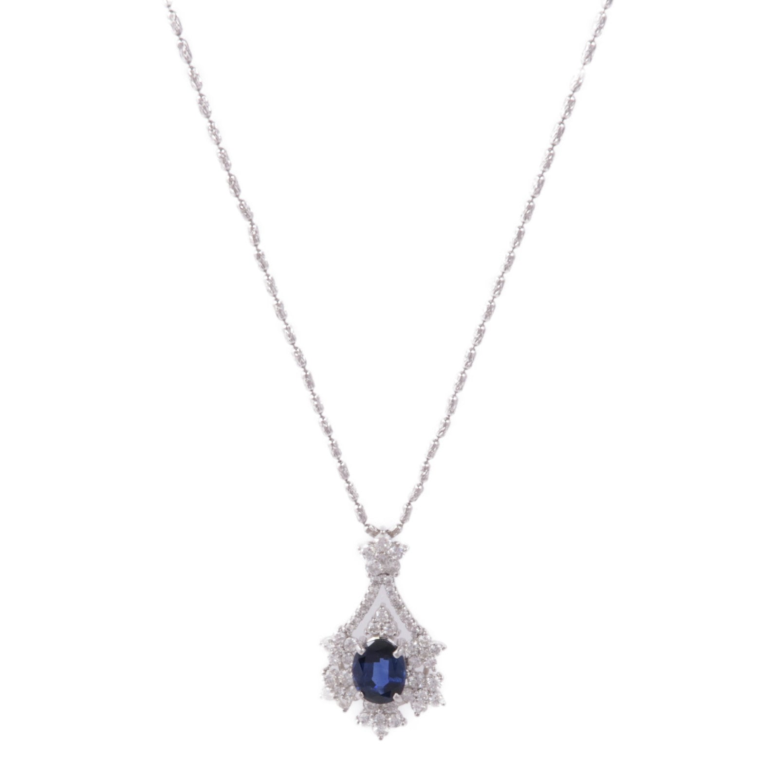 JEWELRY Sapphire Diamond Necklace 18K White Gold PT900 Platinum
