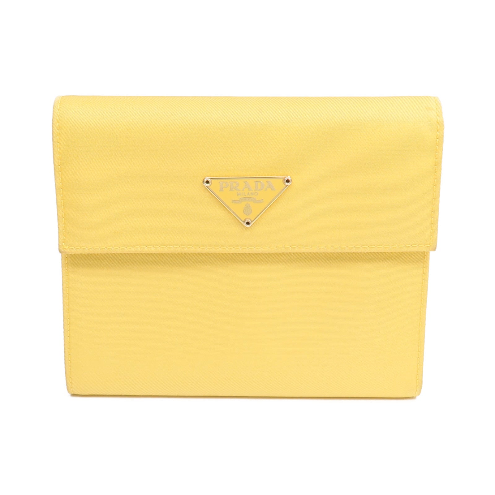 PRADA 尼龍/牛皮皮革Wallet金扣錢包