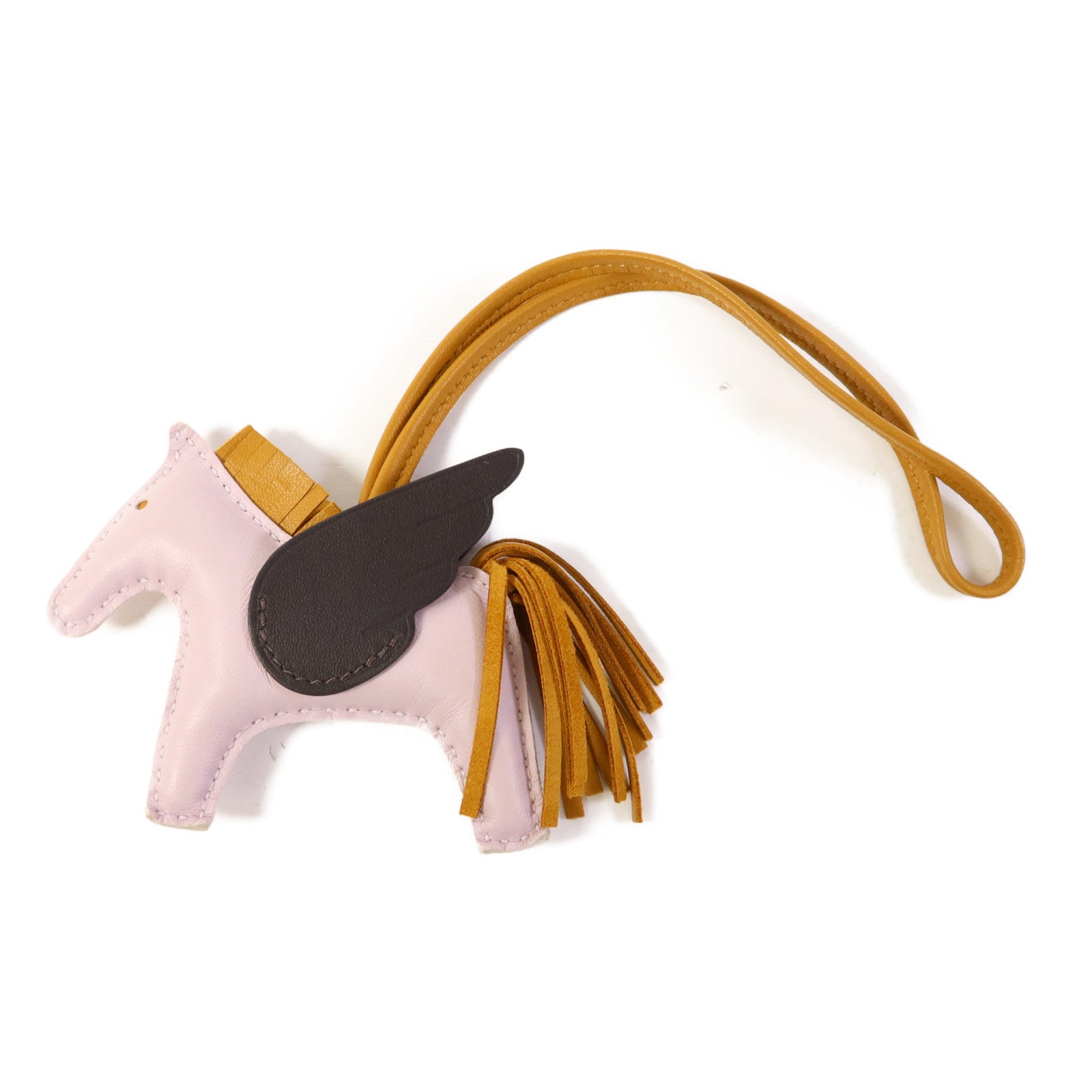 HERMES Milo皮革Rodeo Pegase PM掛飾Mauve Pale