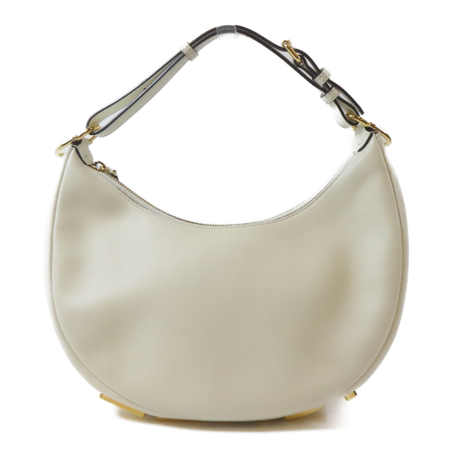 FENDI 牛皮皮革Fendigraphy金扣手挽袋白色