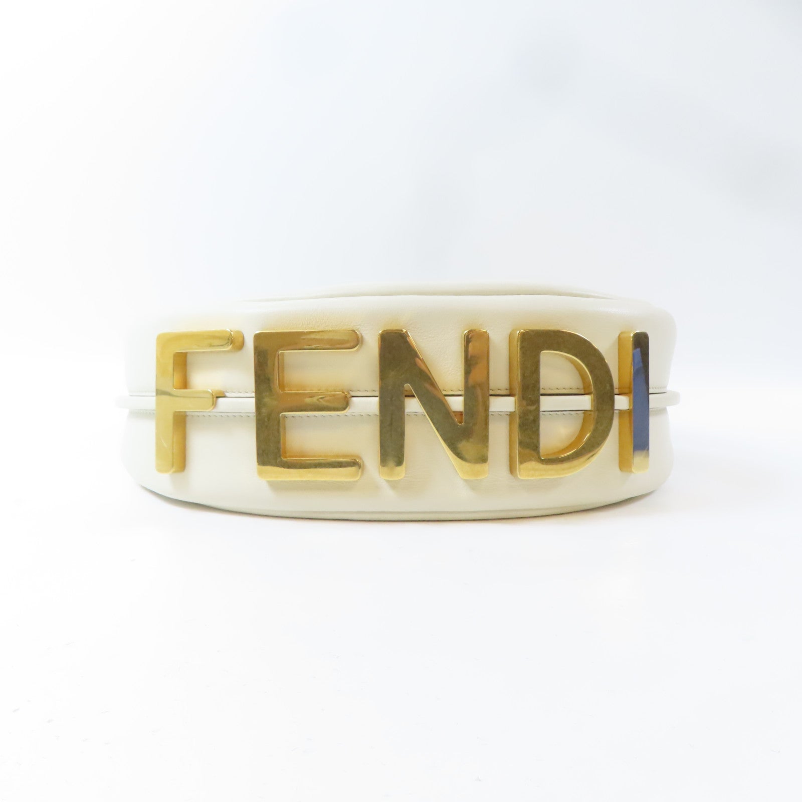FENDI 牛皮皮革Fendigraphy金扣手挽袋白色