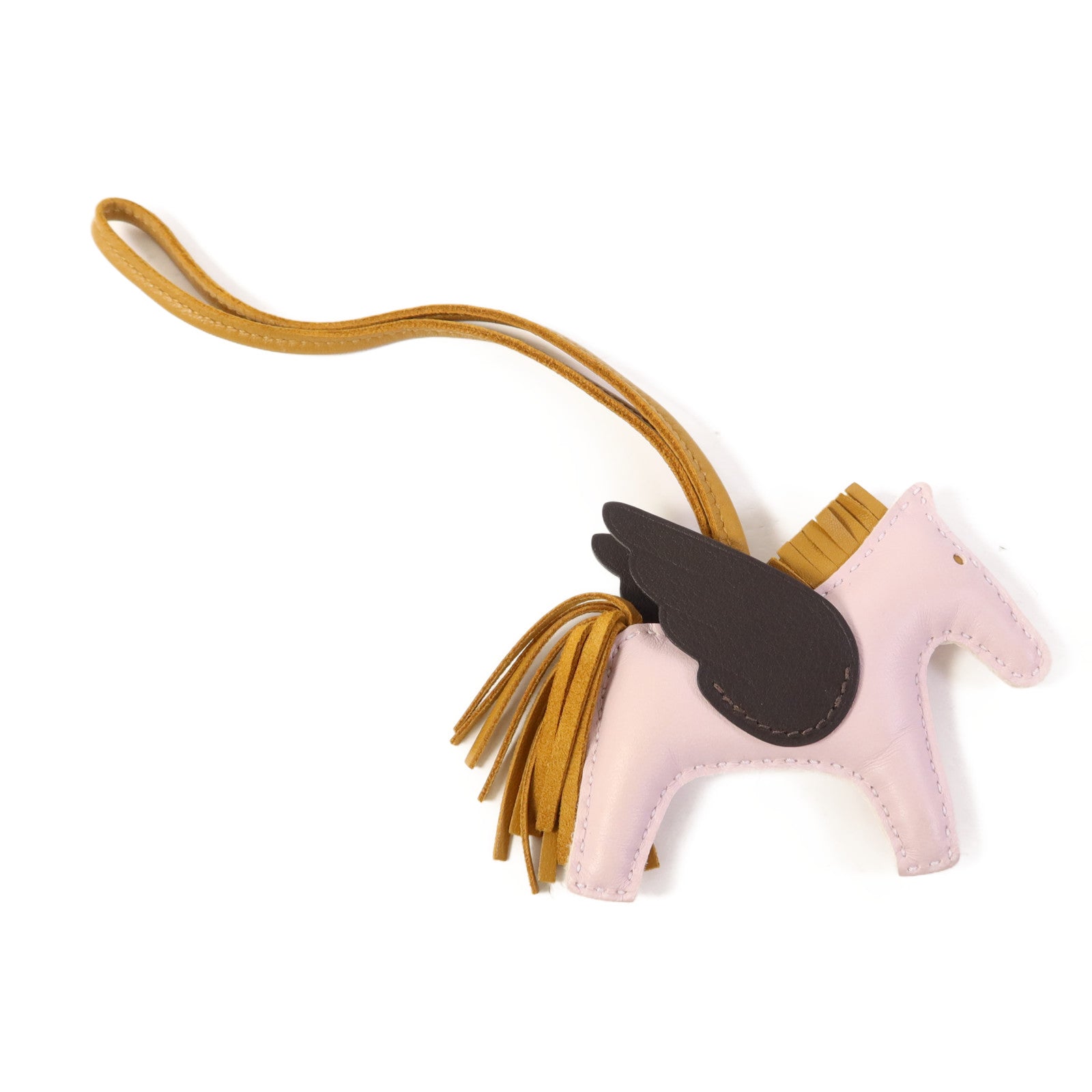 HERMES Milo皮革Rodeo Pegase PM掛飾Mauve Pale