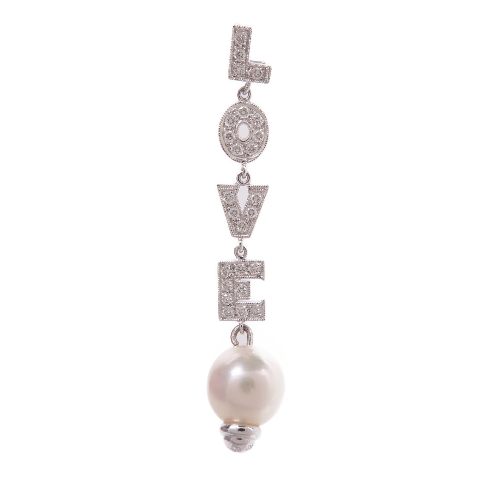 JEWELRY 18K白金Pearl Diamond Pendant Top珍珠/鑽石吊墜