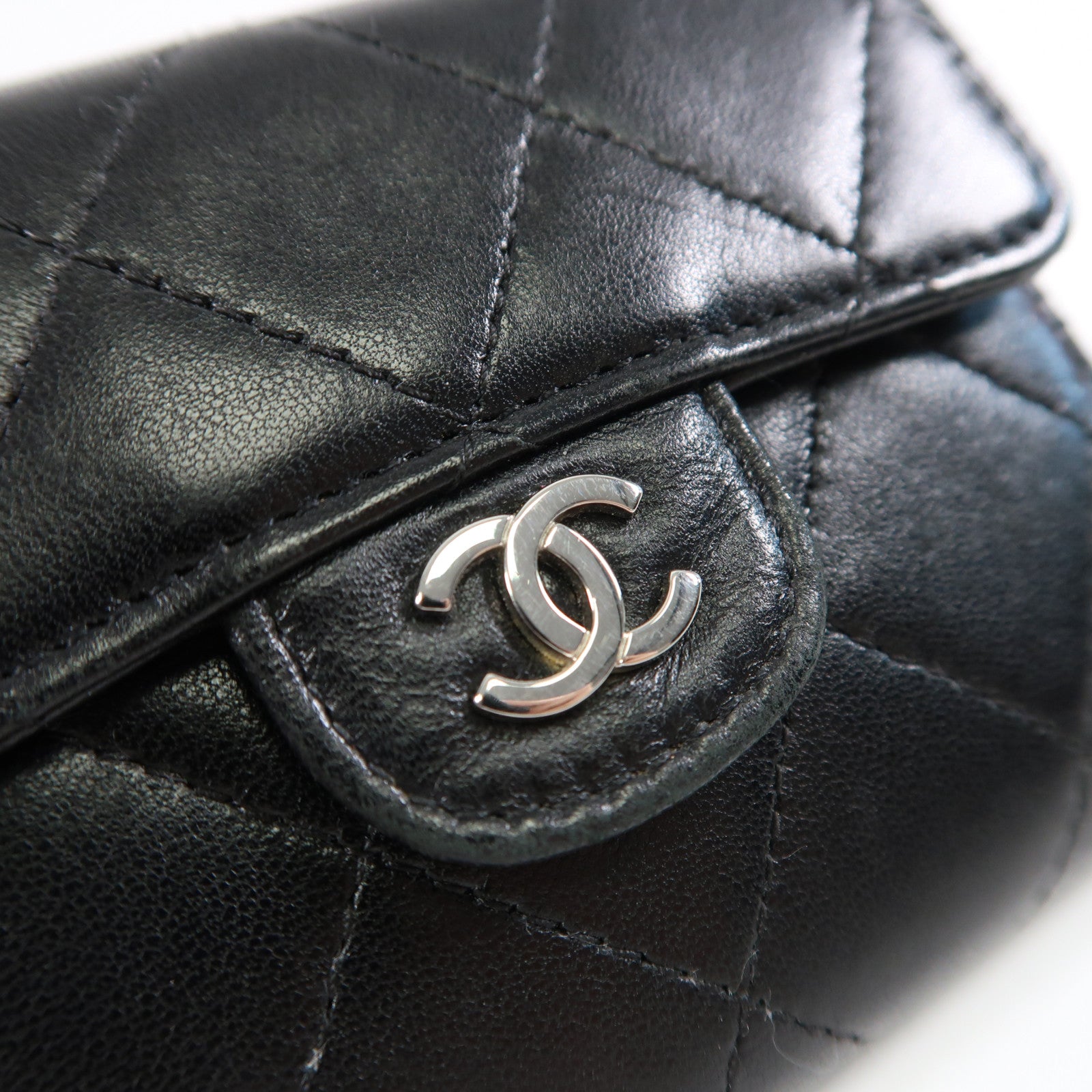 CHANEL 羊皮皮革Card case銀扣卡片套