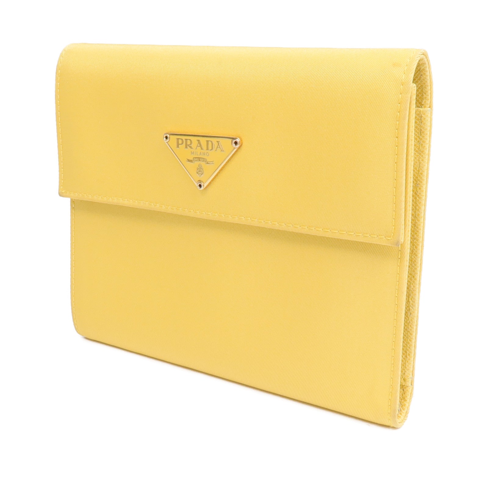 PRADA 尼龍/牛皮皮革Wallet金扣錢包