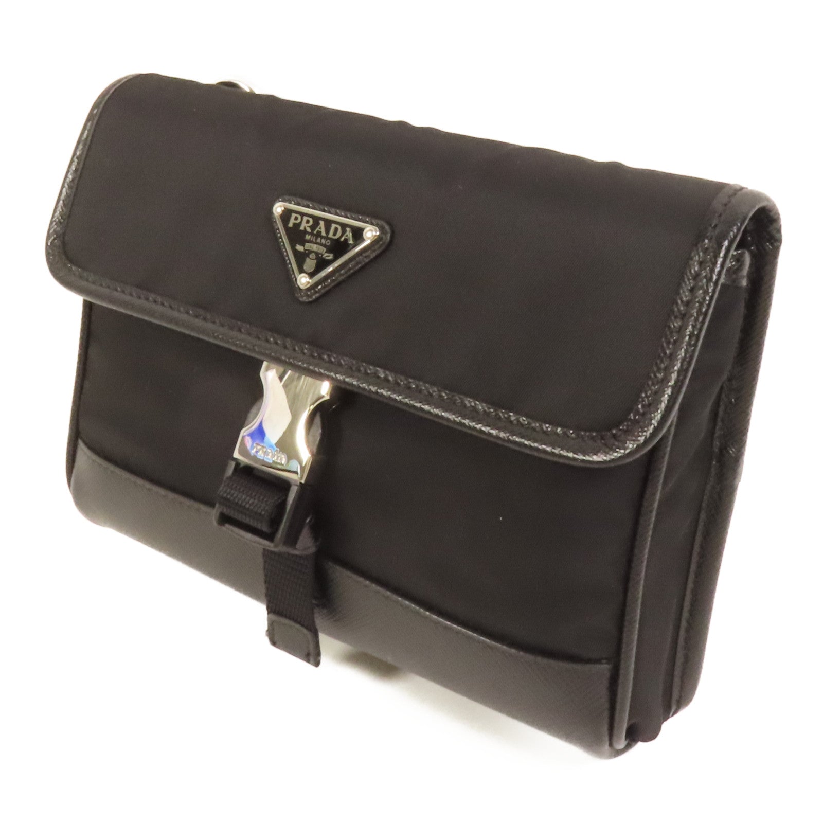 PRADA 尼龍Smartphone Case銀扣肩背袋