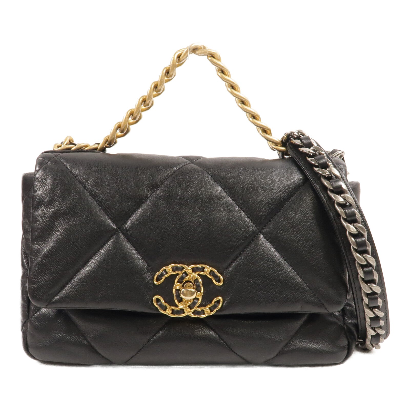 CHANEL 牛皮皮革C19 Small鏈帶手挽肩背兩用袋