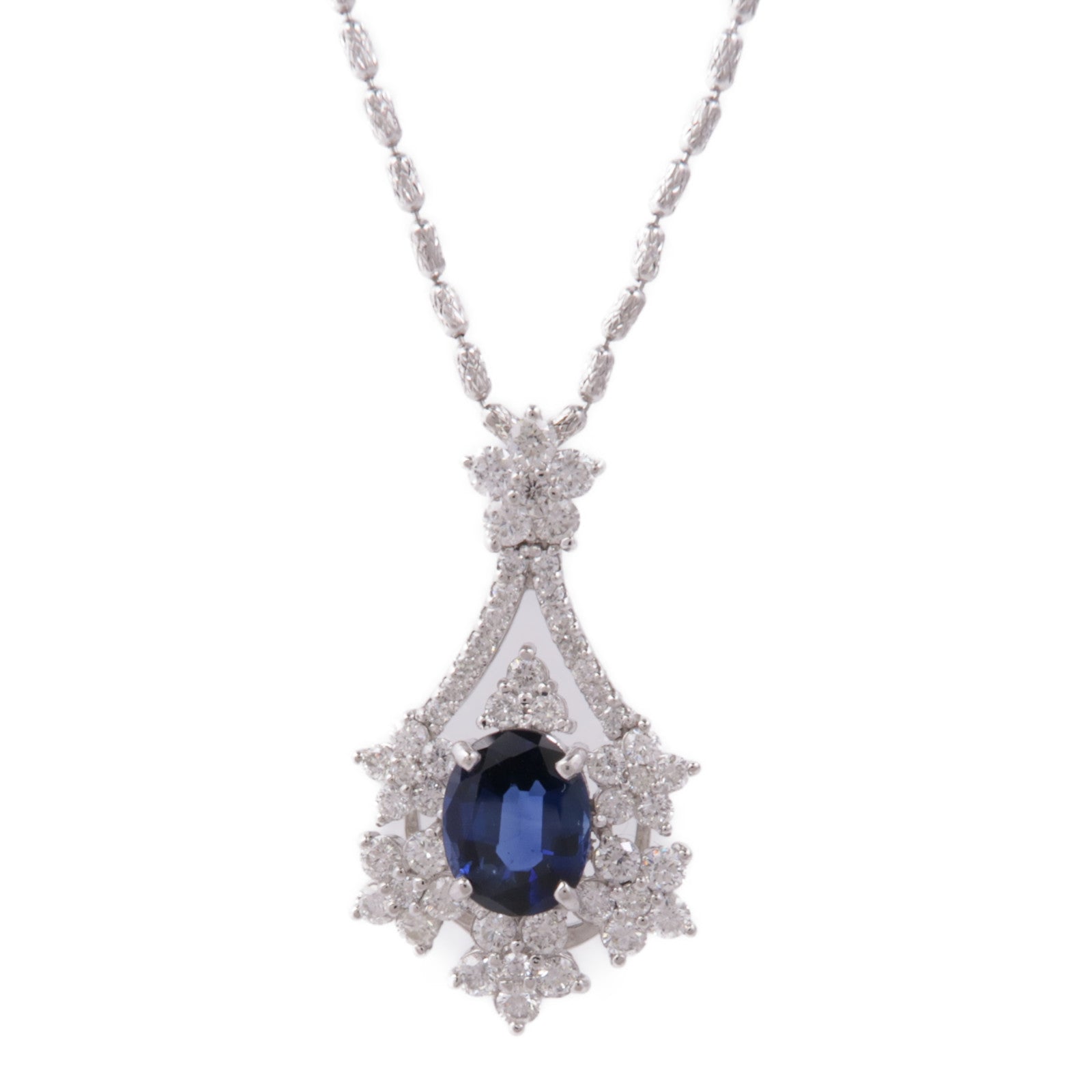 JEWELRY Sapphire Diamond Necklace 18K White Gold PT900 Platinum